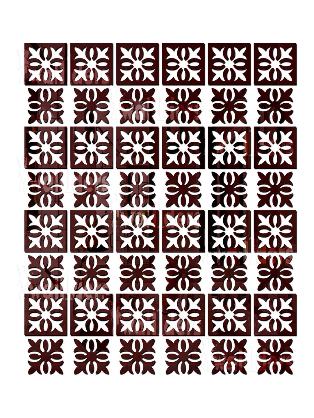 Wall1ders Brown 48 Pieces Abstract Attractive Pattern Mirror Wall Stickers