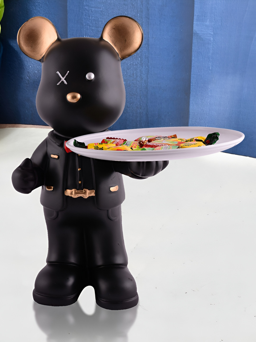 Zart Cool Dog Bulldog Black Polyresin Natural Kitchen Large Showpiece - 15.5 Inches