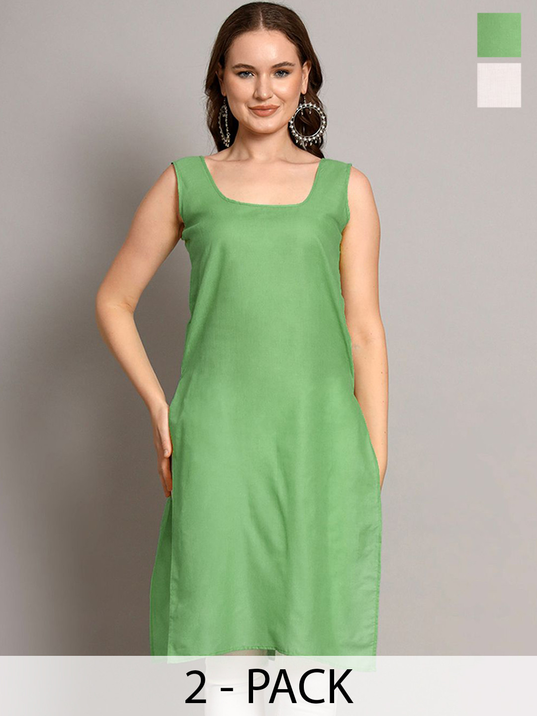 The Chikan Label Women Pack Of 2 Round Neck Cotton Slips