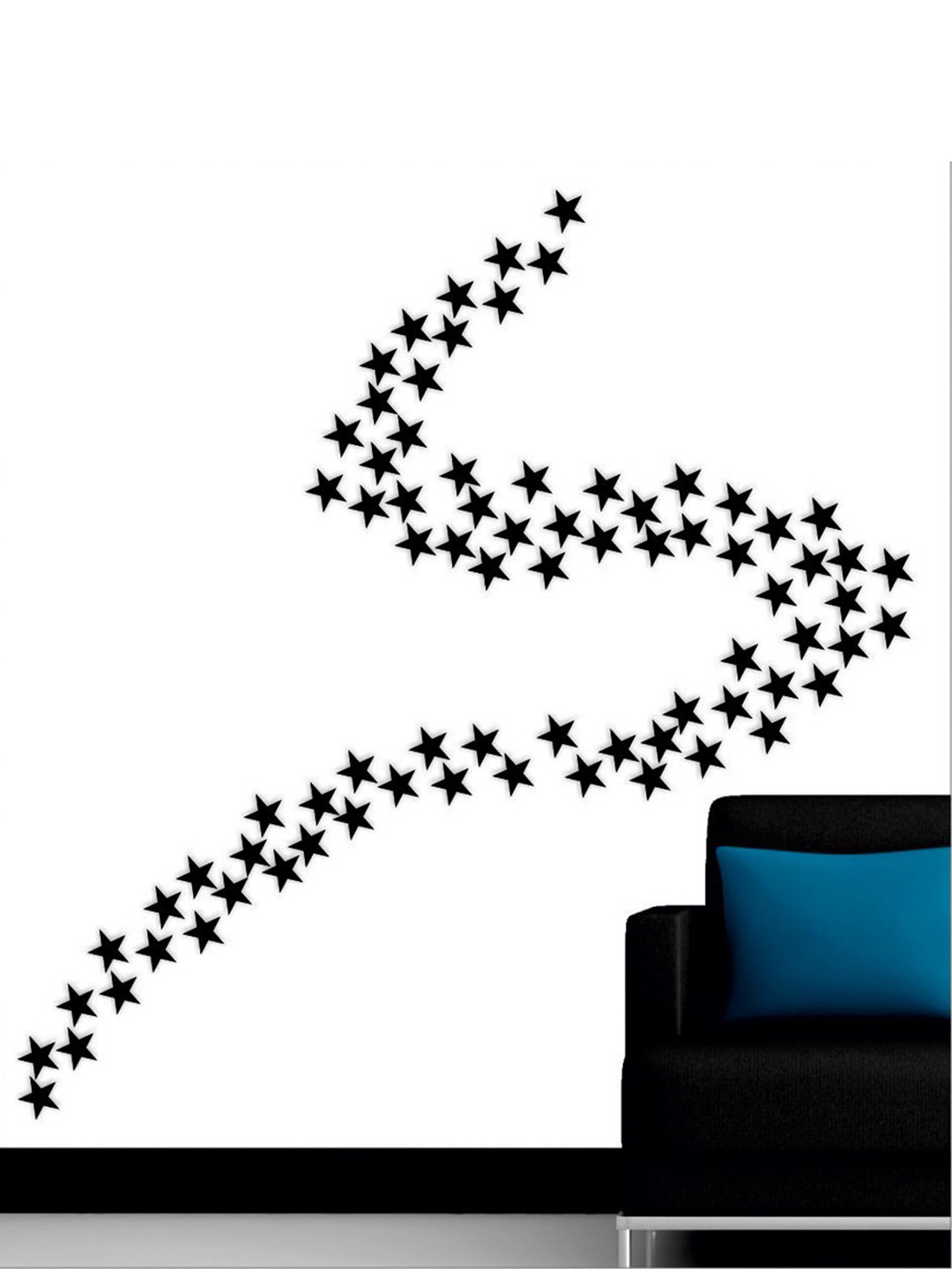 Wall1ders Black 100 Pieces Star Shaped 3D Acrylic Mirror Wall Stickers