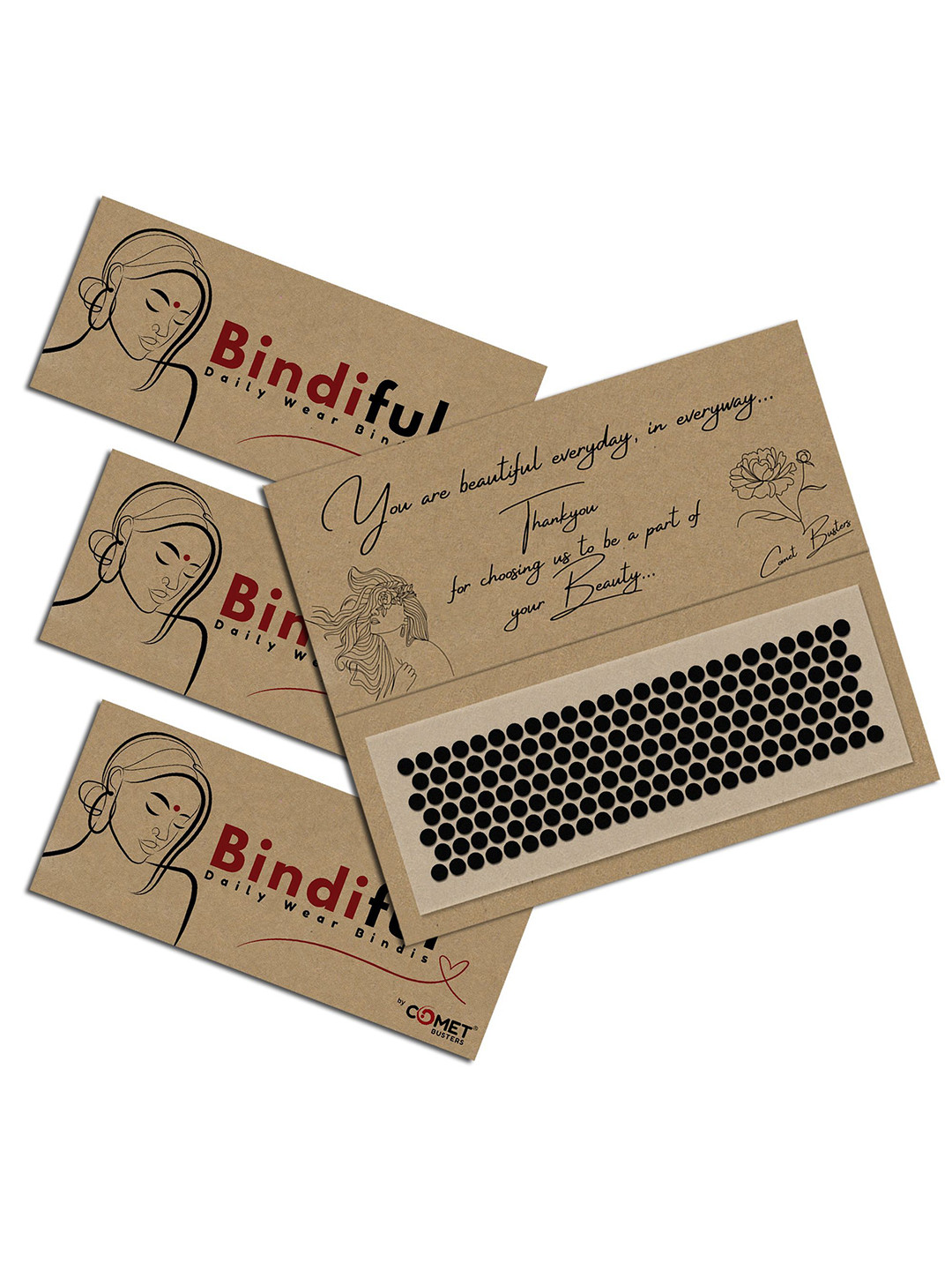 Comet Busters Bindiful Set Of 3 Traditional Round Bindi - Black