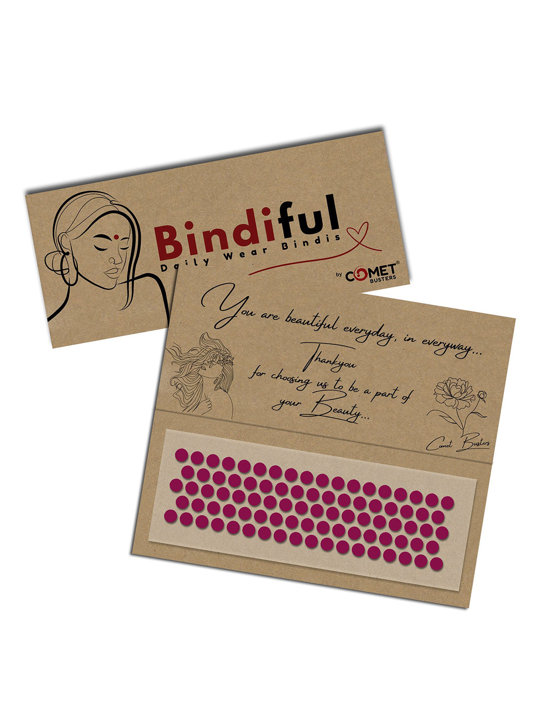 Comet Busters Bindiful Beautiful Traditional Designer Bindi - Hot Pink