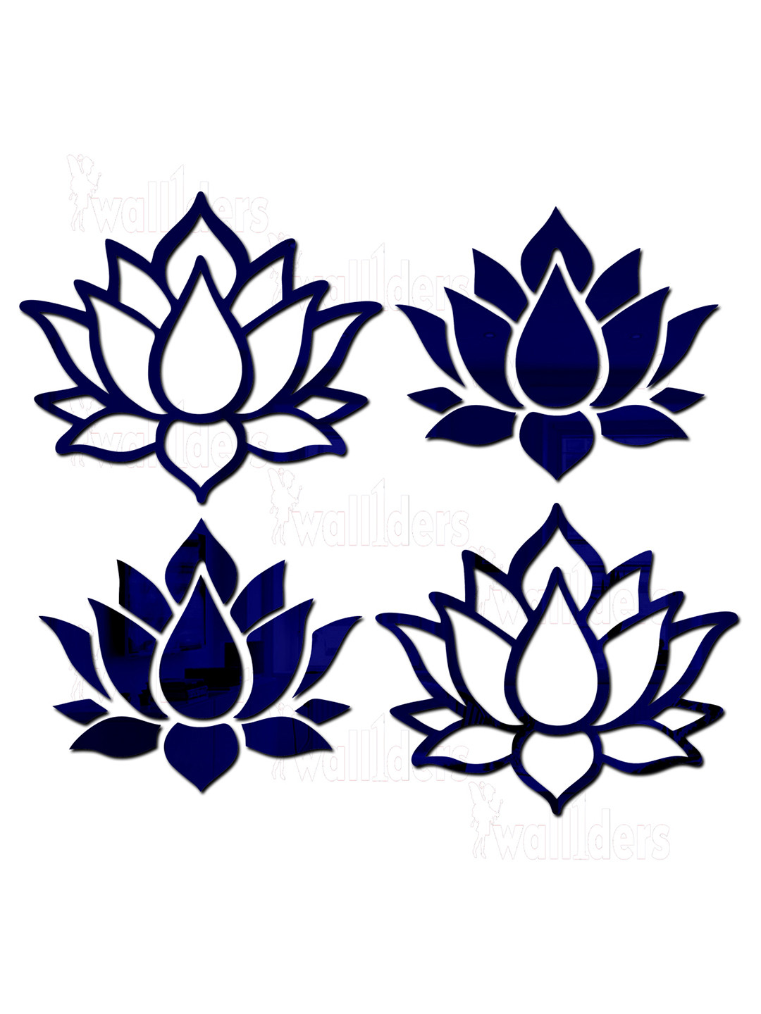 Wall1ders Blue 2 Pieces 3D Acrylic Mirror Wall Stickers