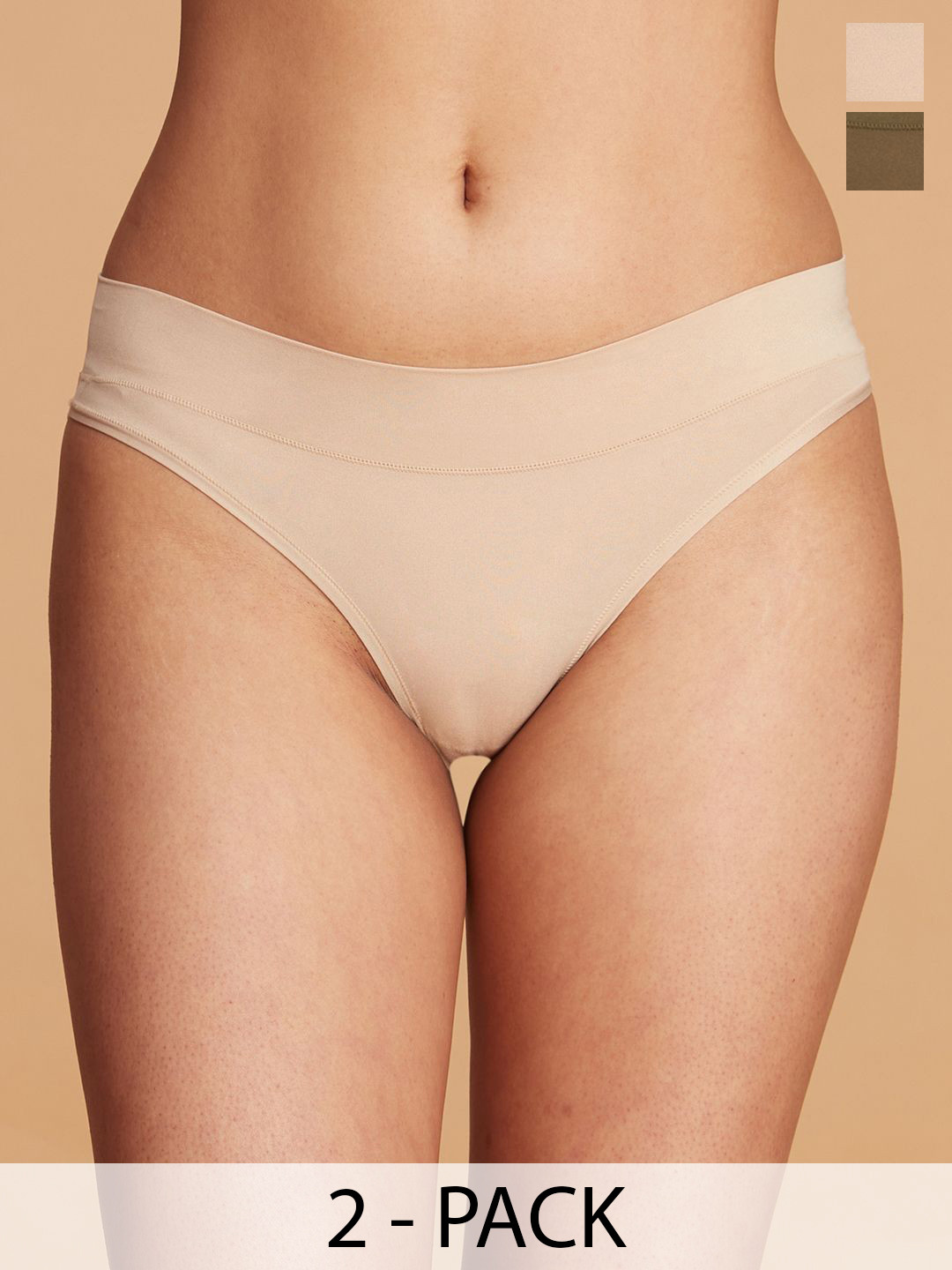 Nykd Women Pack Of 2 Bikini Briefs NYP341 PO2-SKIN & OLIVE