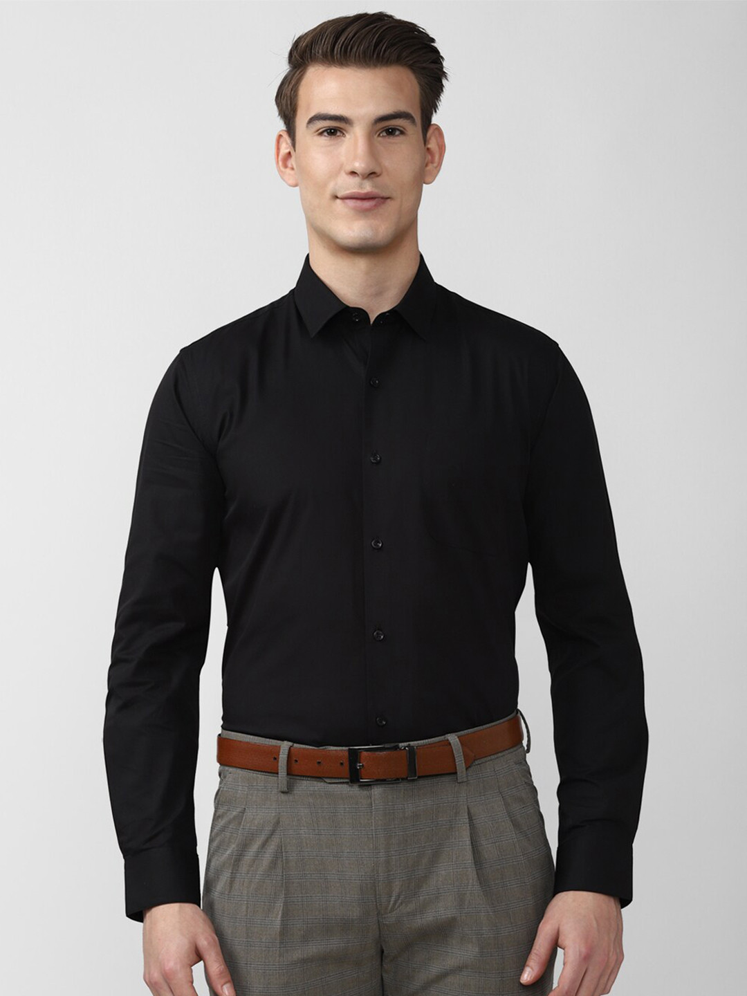 Peter England Men Black Solid Formal Shirt