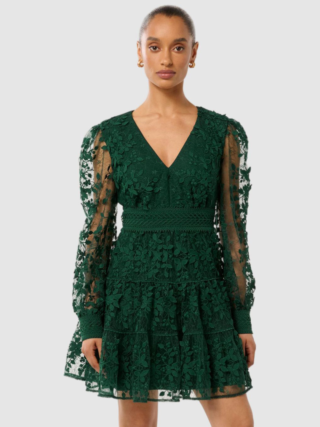 Forever New Floral Bishop Sleeve A-Line Mini Dress