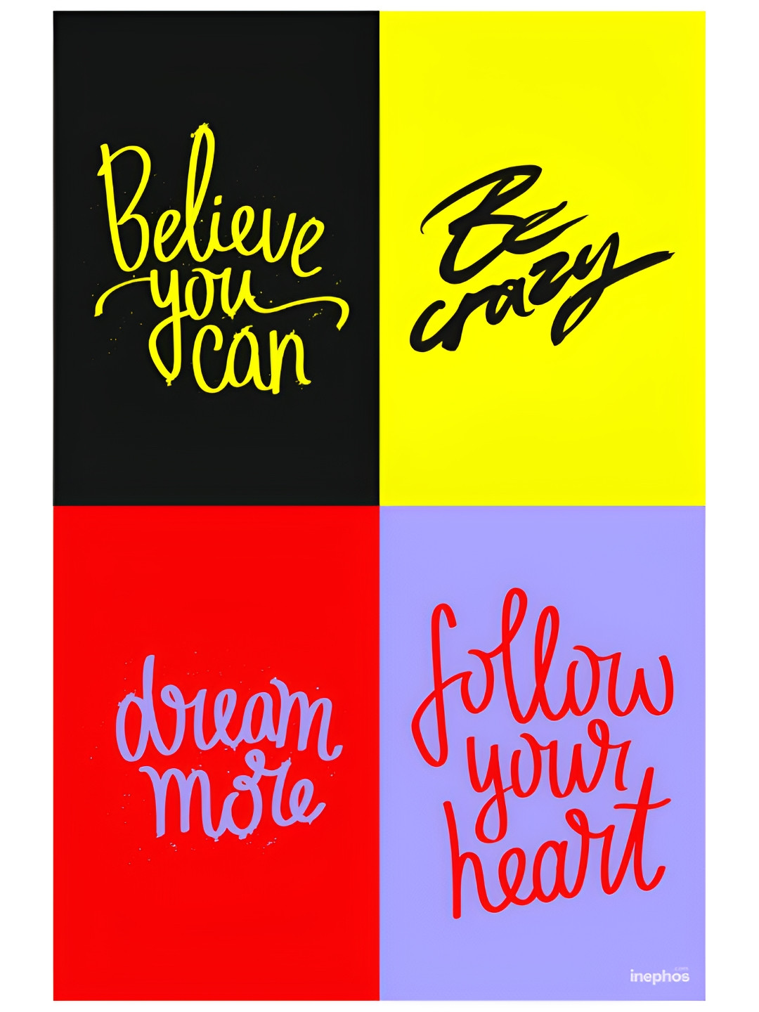 Inephos Yellow and Red Printed Paper Creative Artwork Wall Poster