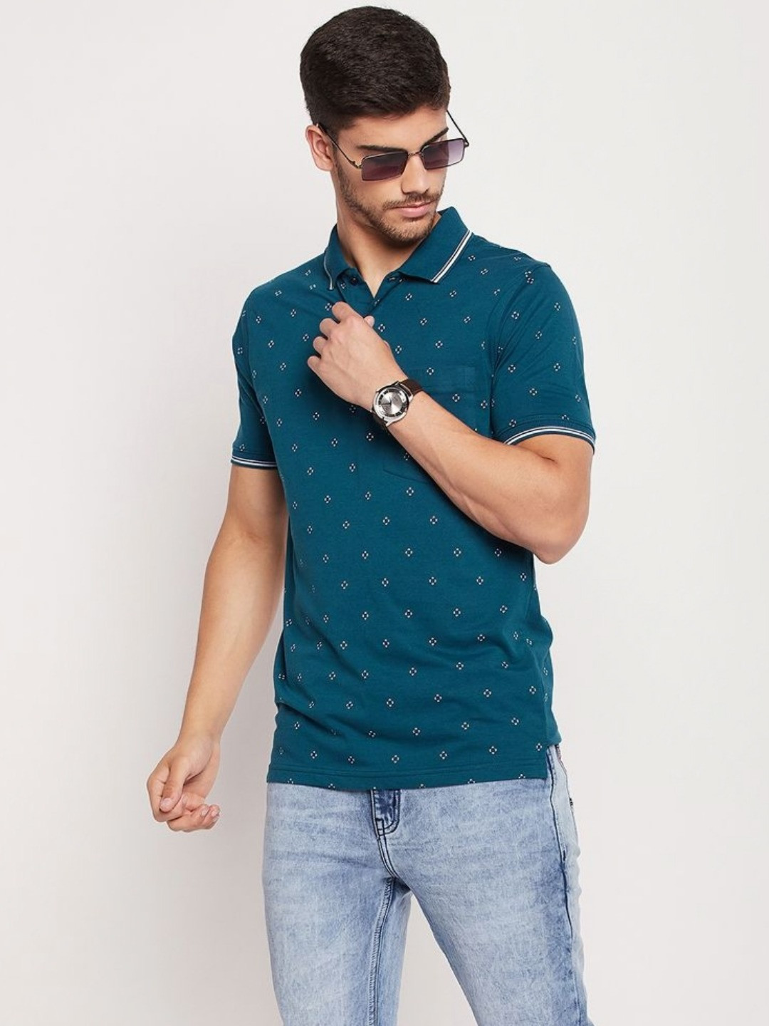 UNIBERRY Men Printed Polo Collar T-shirt