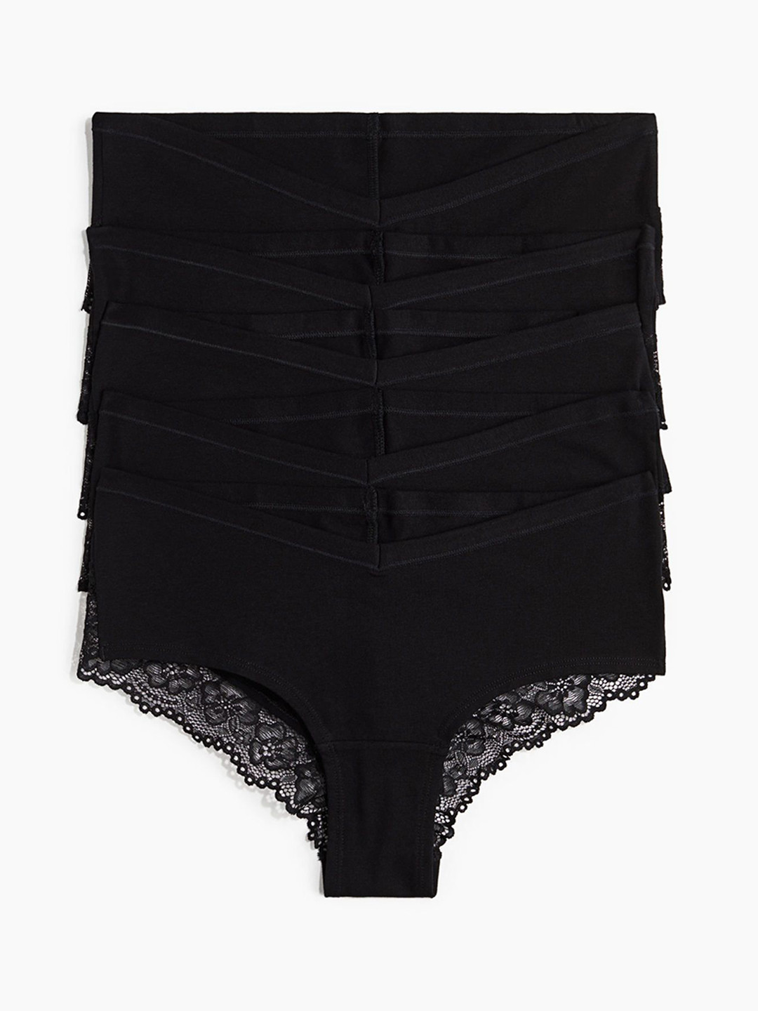 H&M MAMA 5-Pack Lace-Trimmed Cotton Hipster Briefs - 1261604001