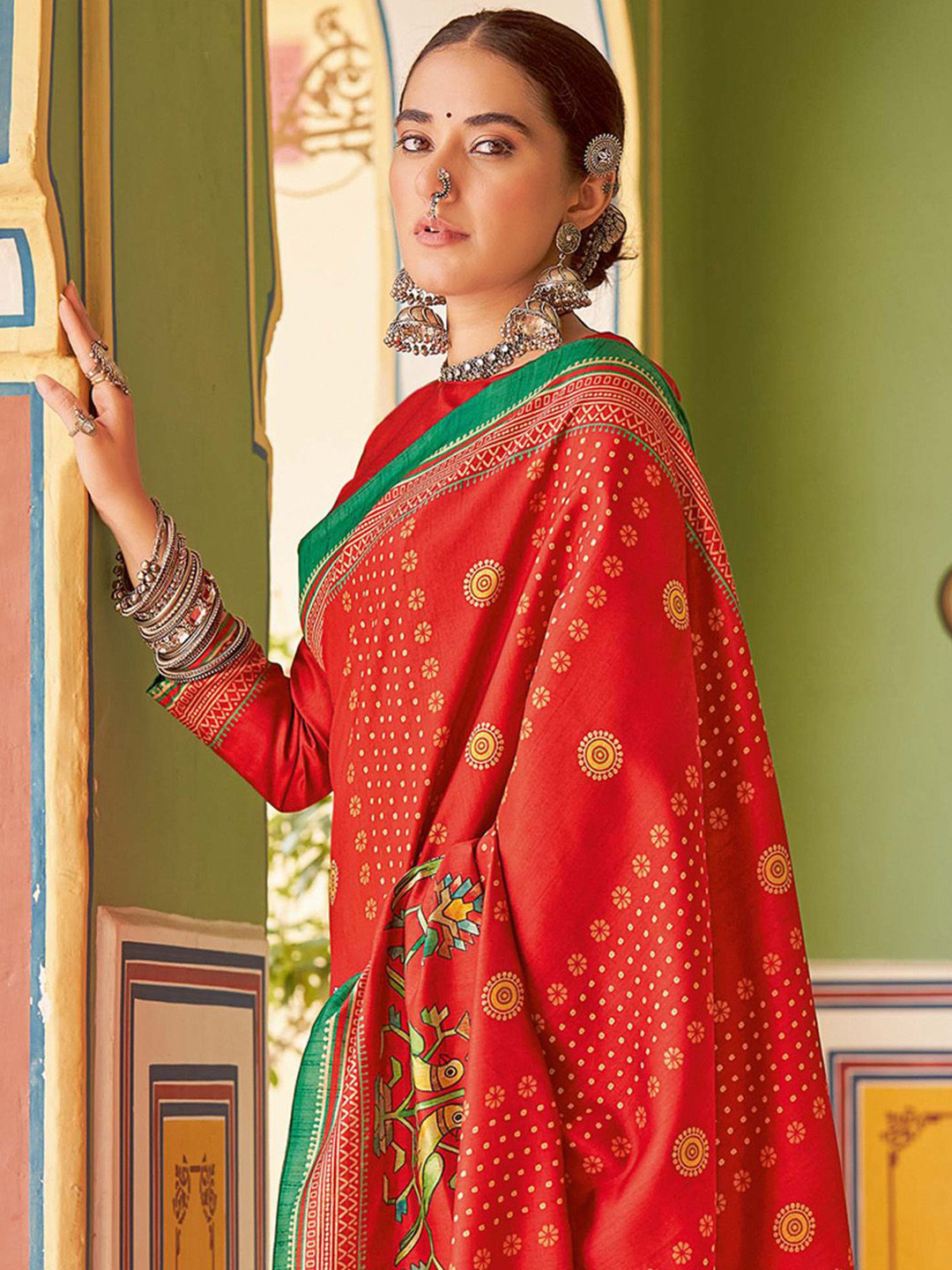 Saree mall Kalamkari Silk Blend Designer Tussar Sarees