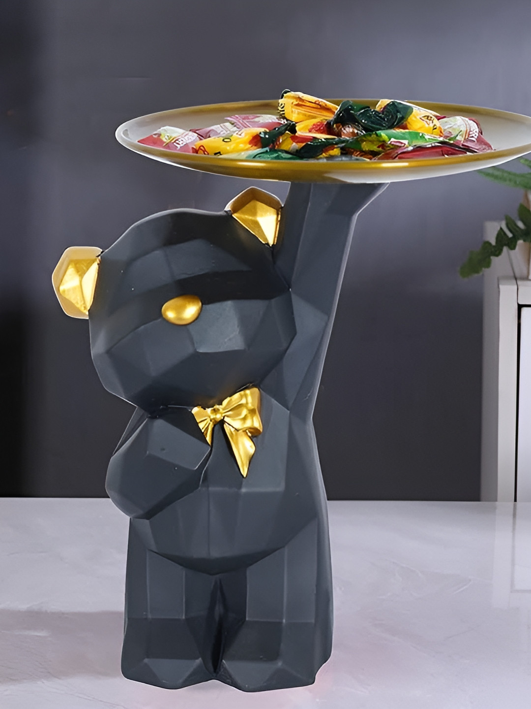 Zart Dog Black Polyresin Copper Study Room Medium Showpiece - 8 Inches