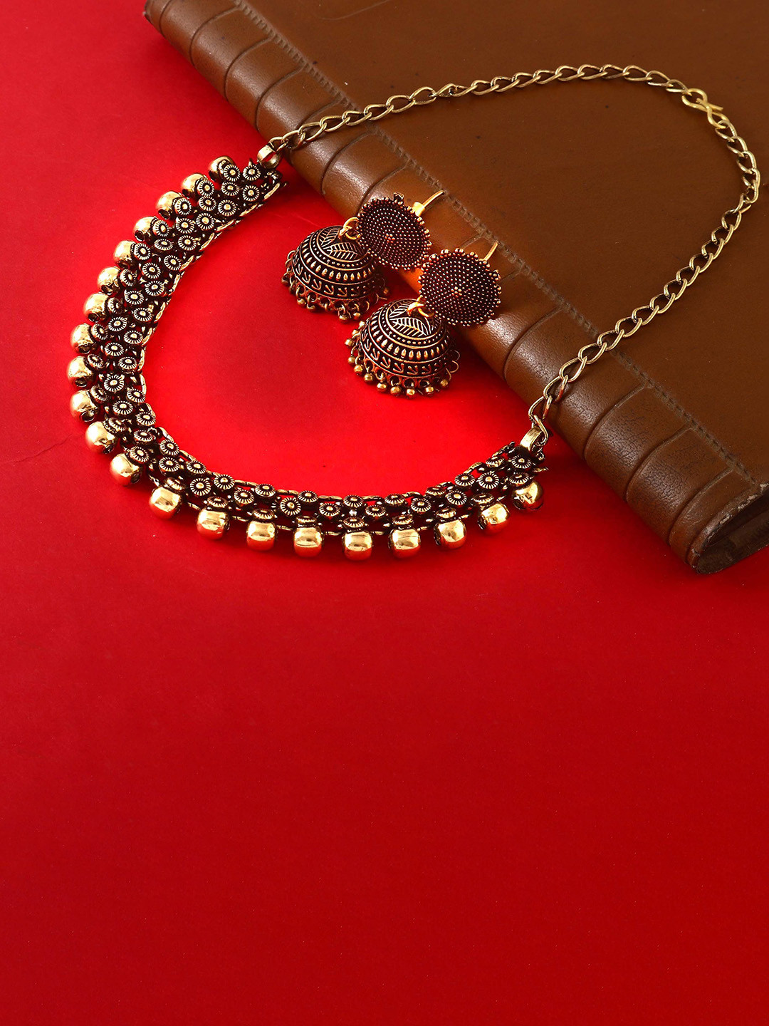 Haniya Gold-Plated Beaded Oxidised Jewellery Set