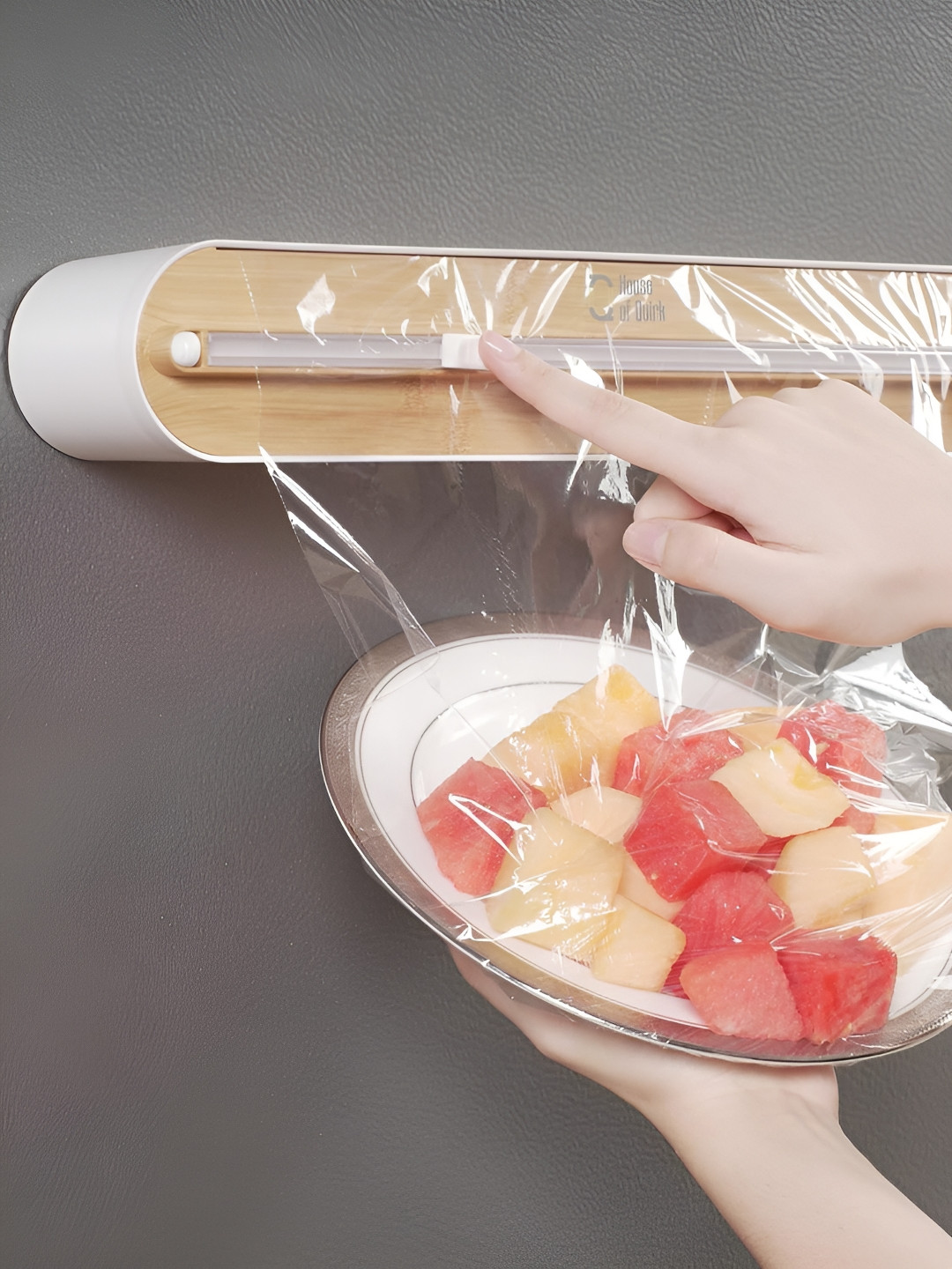 HOUSE OF QUIRK White Magnetic Wrap Dispenser with Cutter for Aluminium Foil Organiser