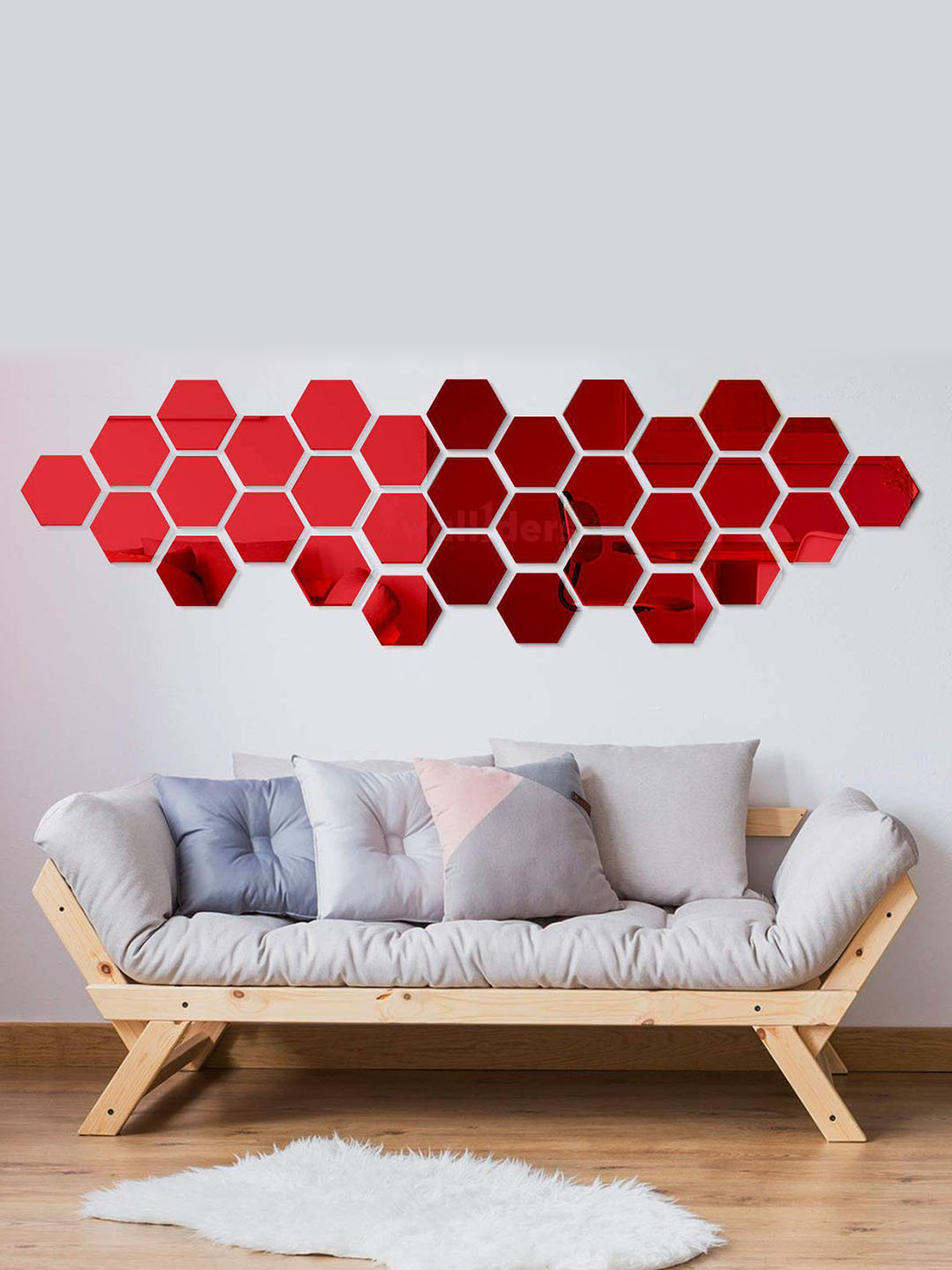 Wall1ders Red 31 Pieces 3D Acrylic Mirror Wall Stickers