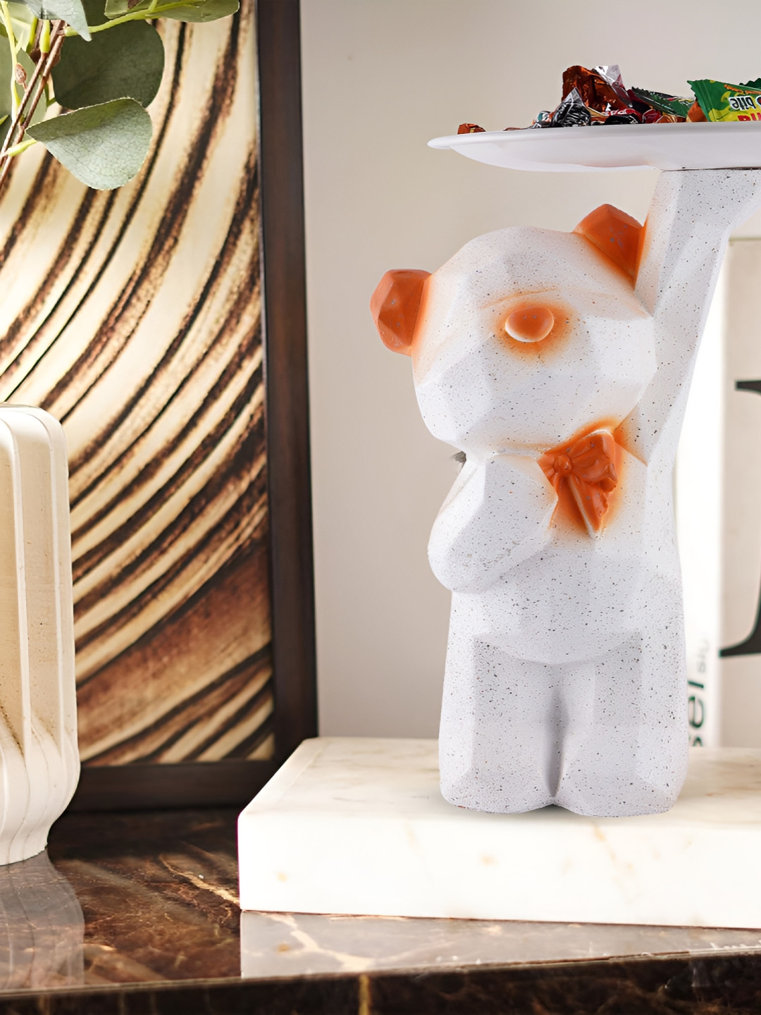 Zart Dog White Polyresin Glossy Living Room Medium Showpiece - 8 Inches