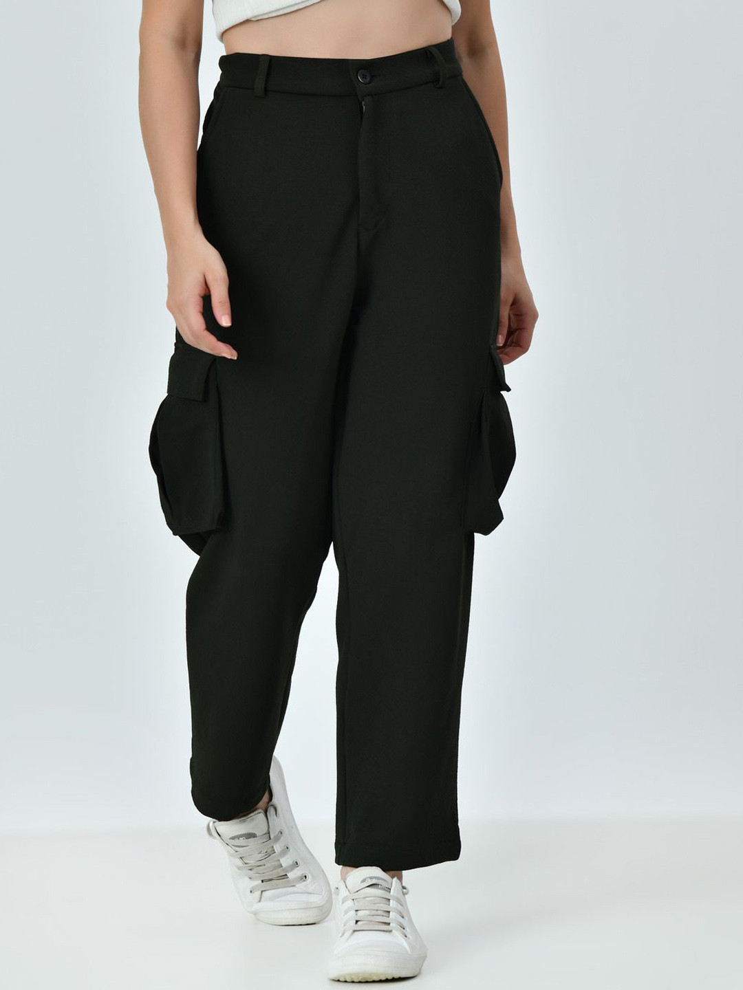 OWL MINK Women Smart Regular Fit High-Rise Cotton Cargos