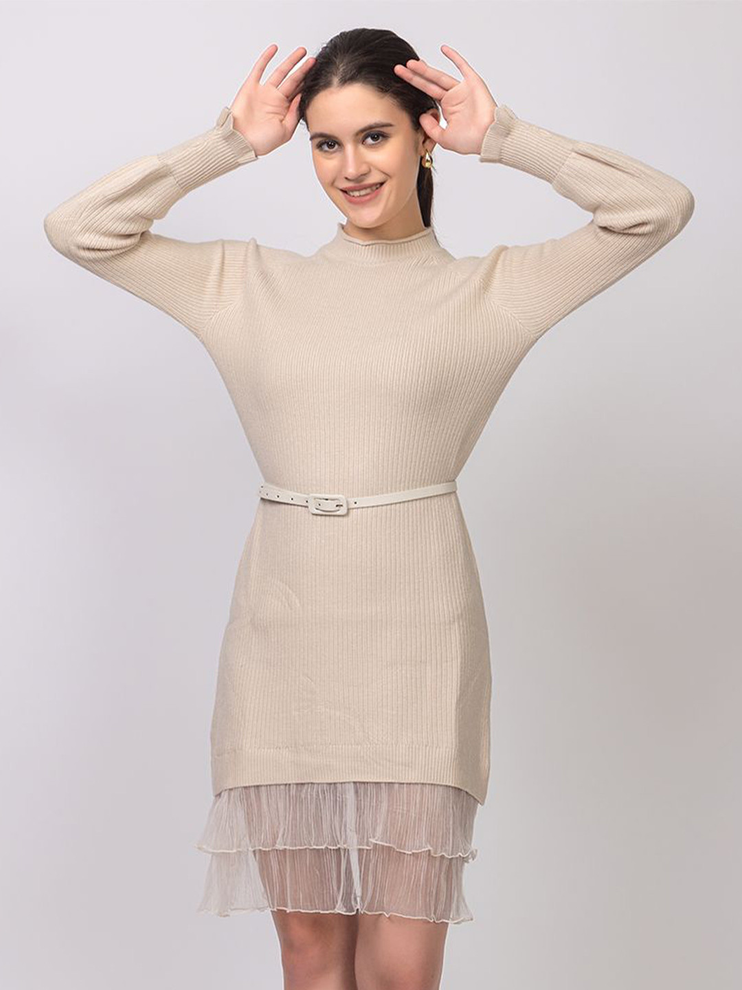 Lory Self Design Above Knee Bodycon Dress