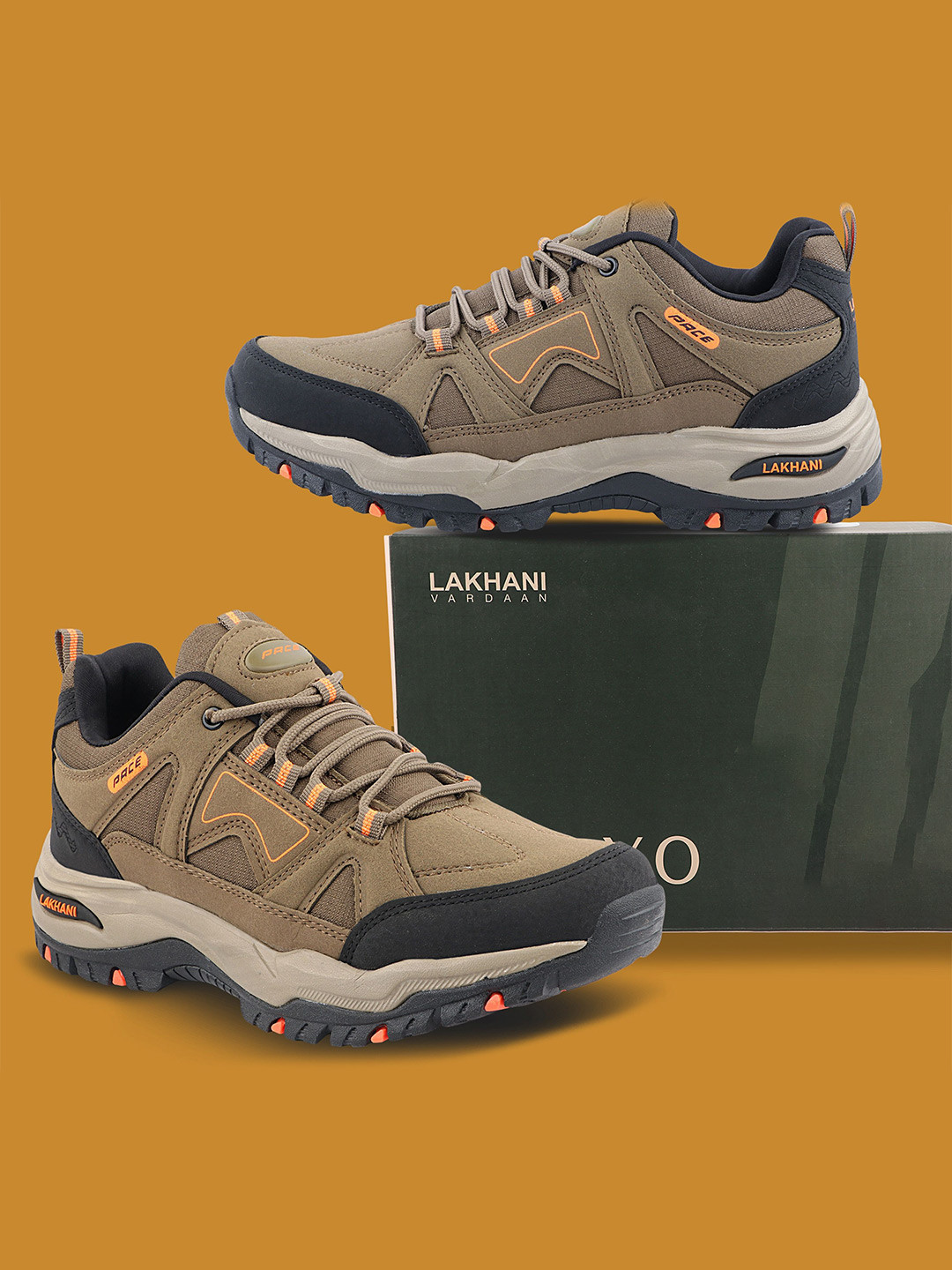 FLYO Men Memory Foam Lace-Ups Trekking Non-Marking Shoes