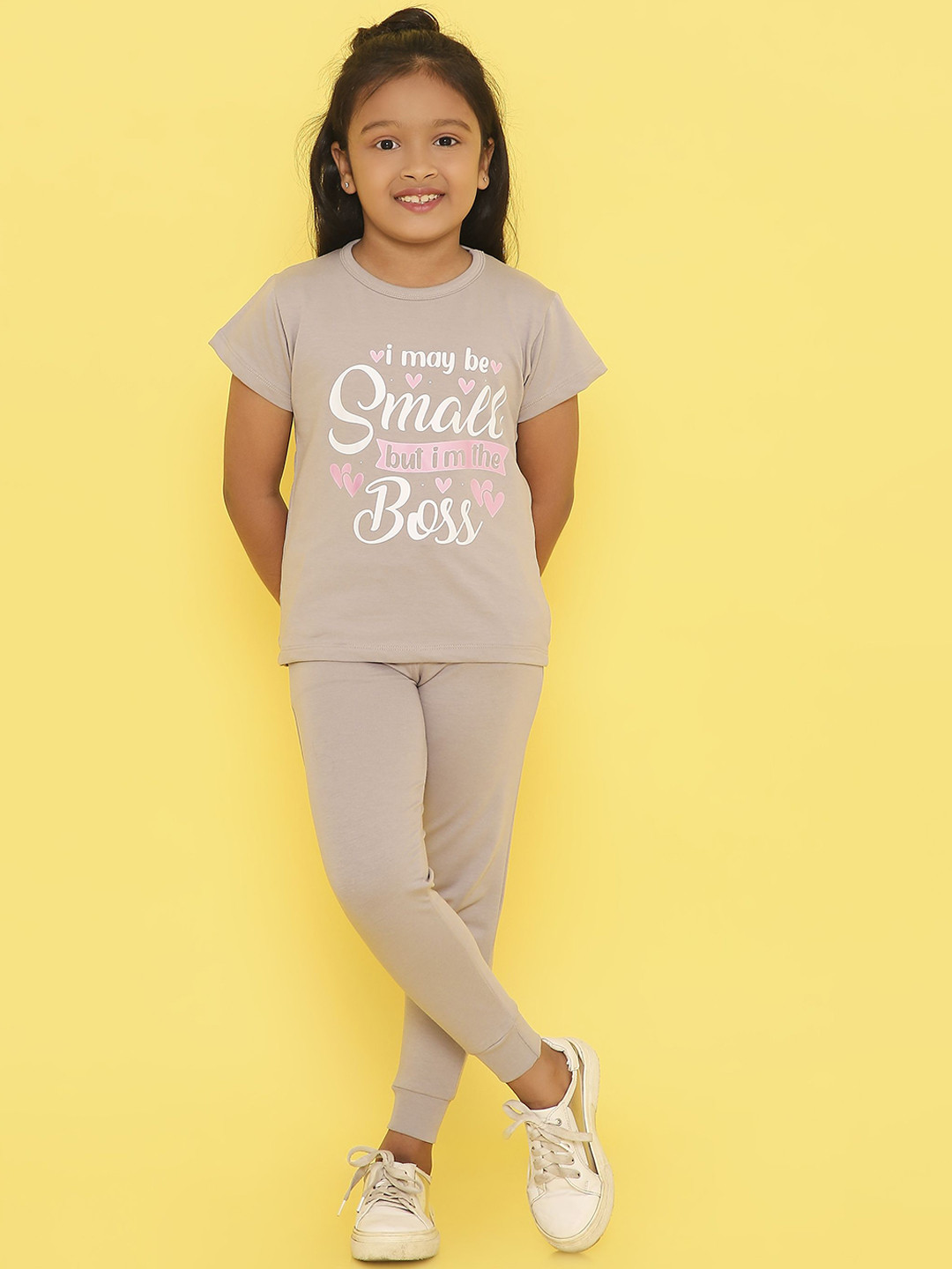 Knitting Doodles Girls Pure Cotton Printed Tracksuit