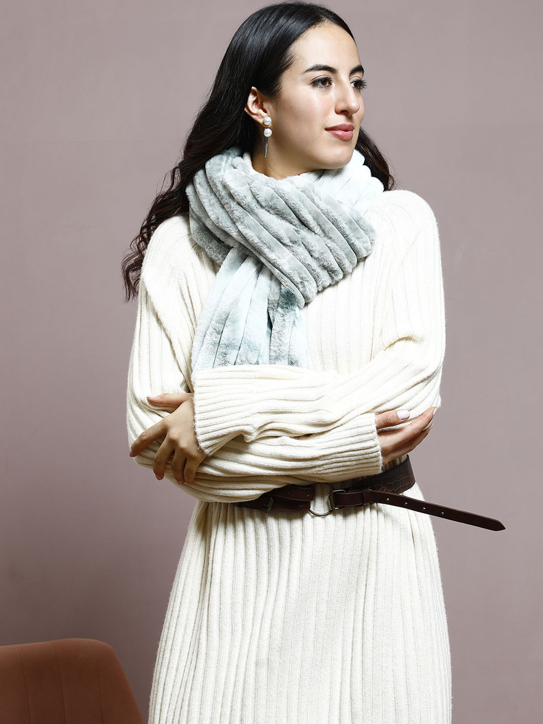 Athena Women Merino Wool Self Design Mufflers