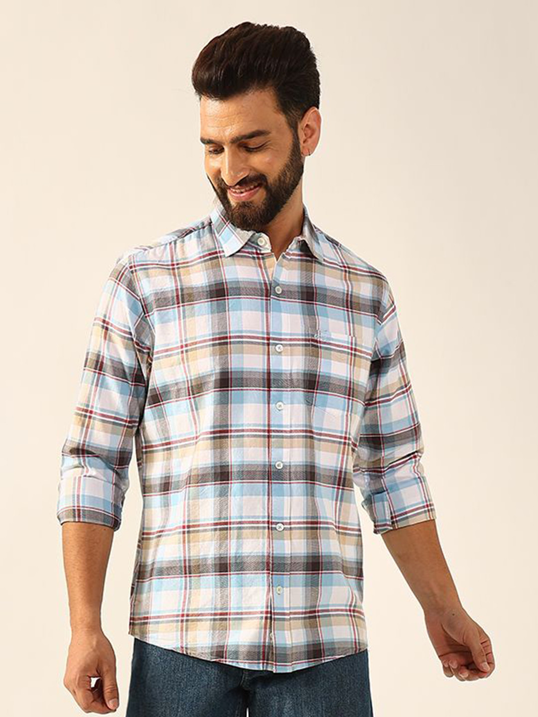 ENSPYR Men Tartan Checks Opaque Checked Casual Shirt