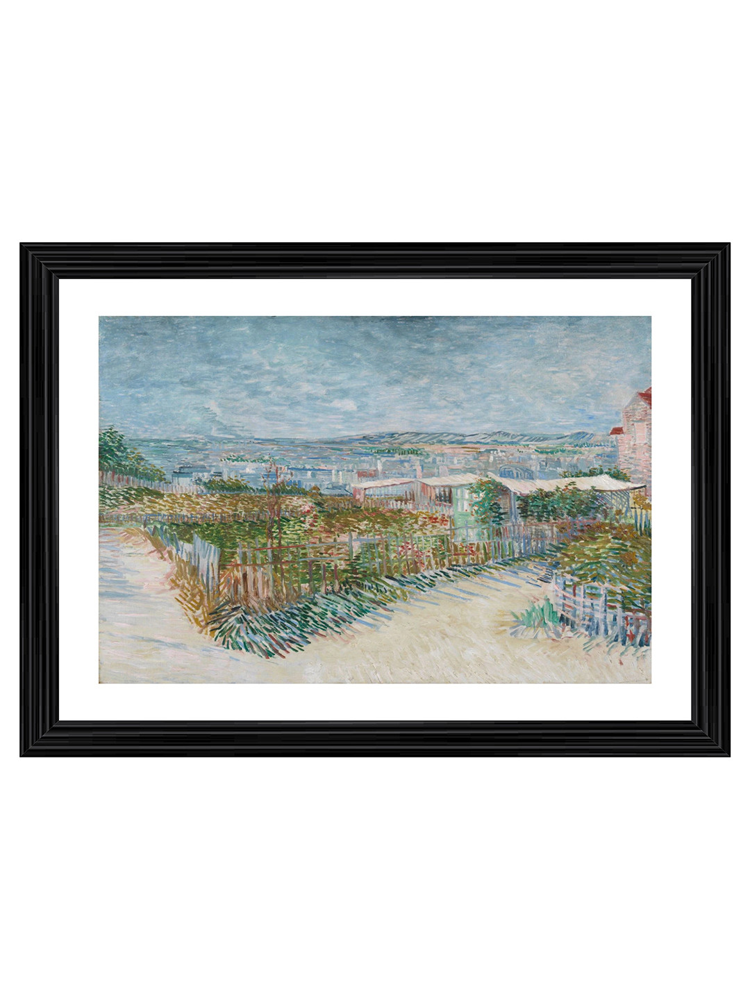 Adventures India Blue & Green Montmartre: Behind the Windmill Wooden Painting Wall Art