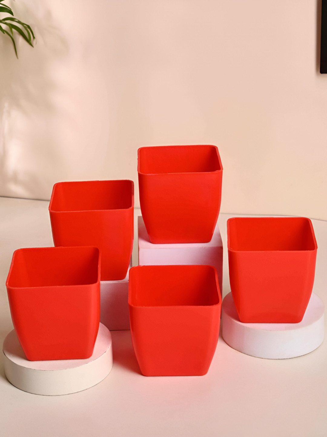 Floweraura Red 5 Pieces Blossom Planters Pot