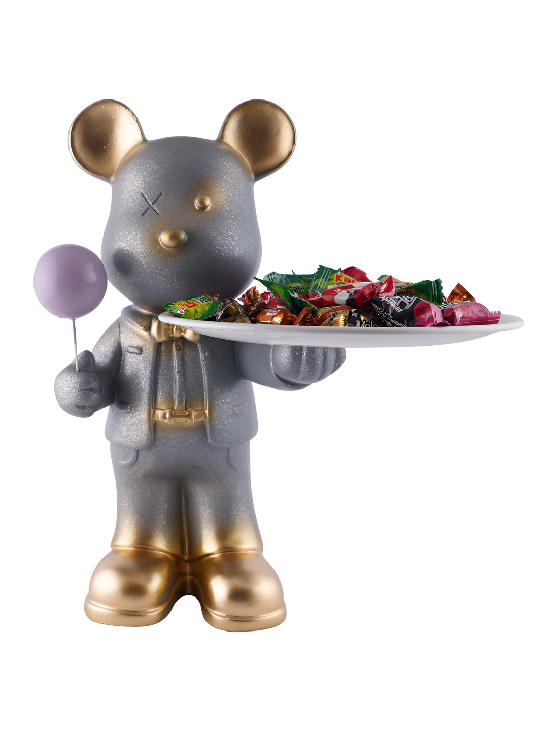 Zart Cool Dog Bulldog Grey Polyresin Glossy Living Room Small Showpiece - 11 Inches