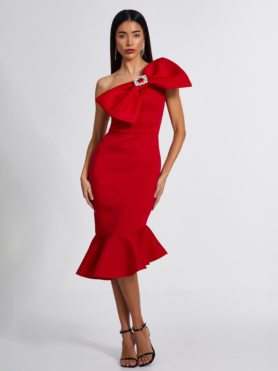 QUIZ One Shoulder Peplum Dress