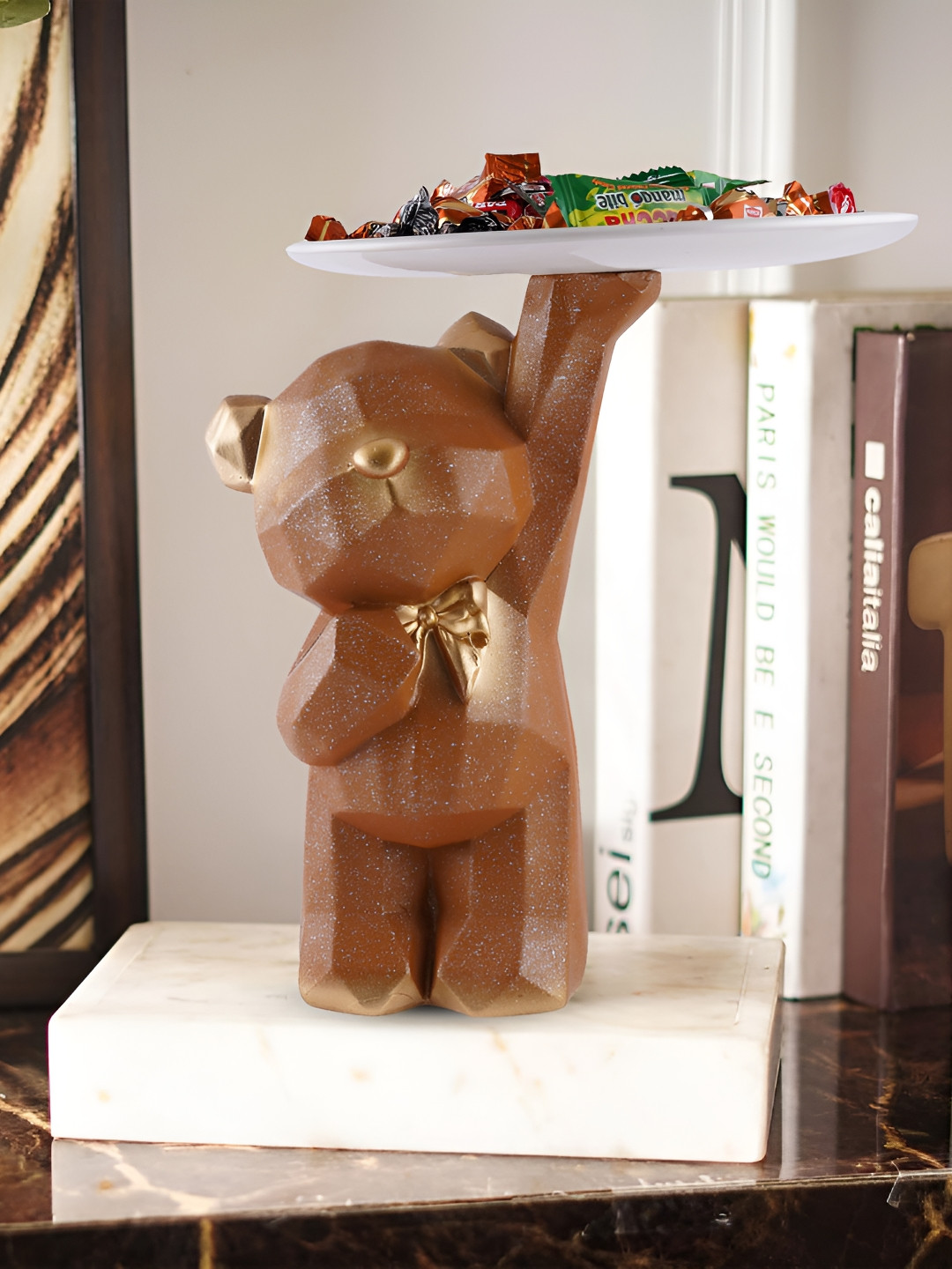 Zart Dog and Camel Camel Brown Polyresin Matte Living Room Medium Showpiece - 8 Inches