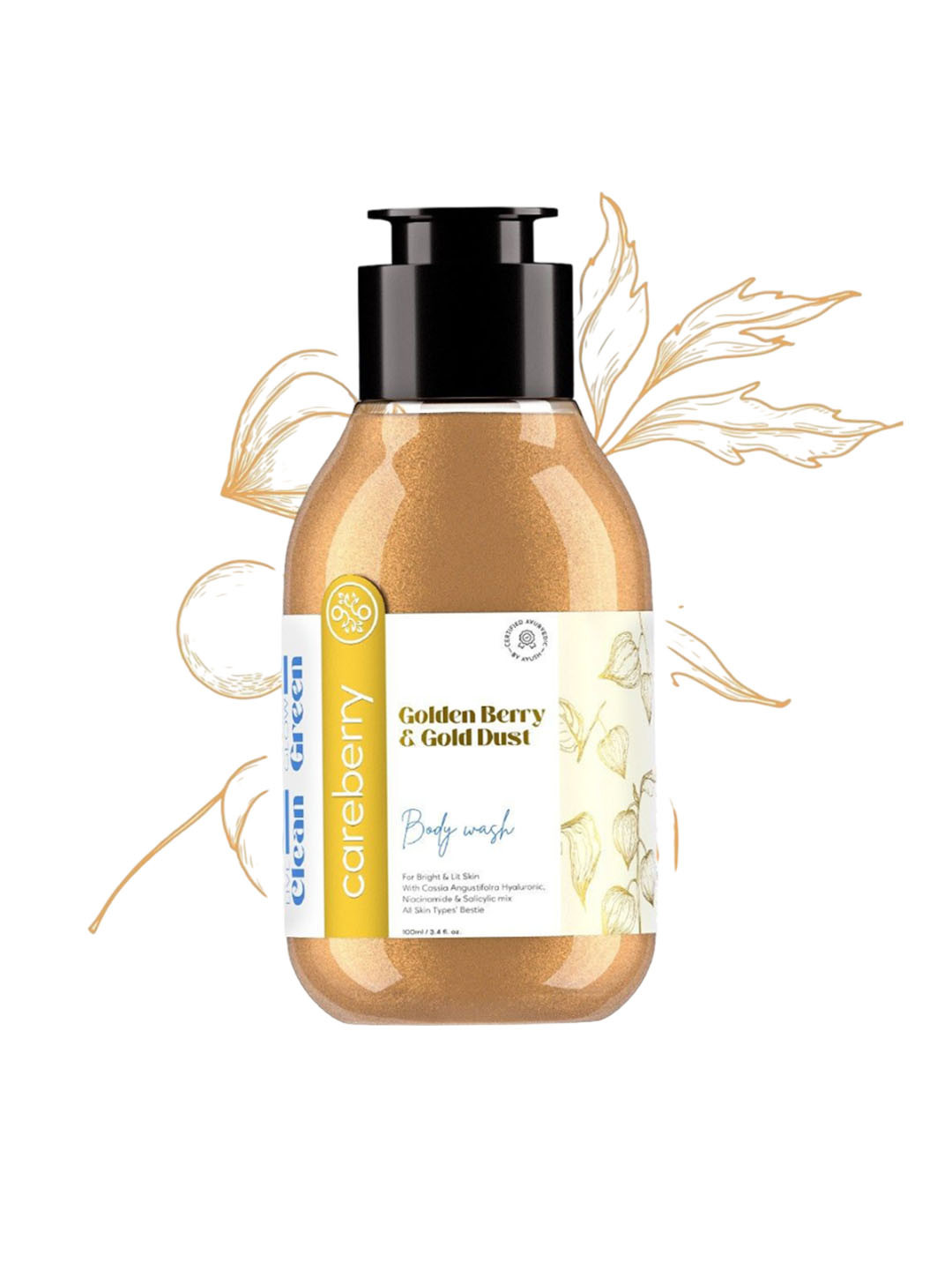 careberry Golden Berry & Gold Dust Brightening Body Wash With Hyaluronic Acid - 100 ml