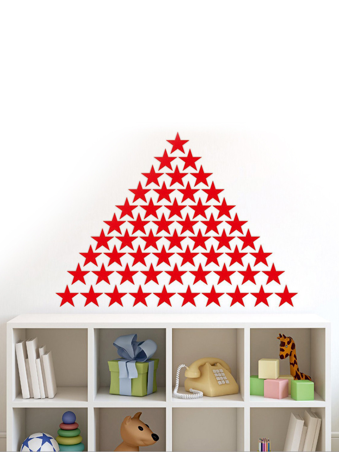 Wall1ders Red 50 Pieces Star Shaped 3D Acrylic Mirror Wall Stickers