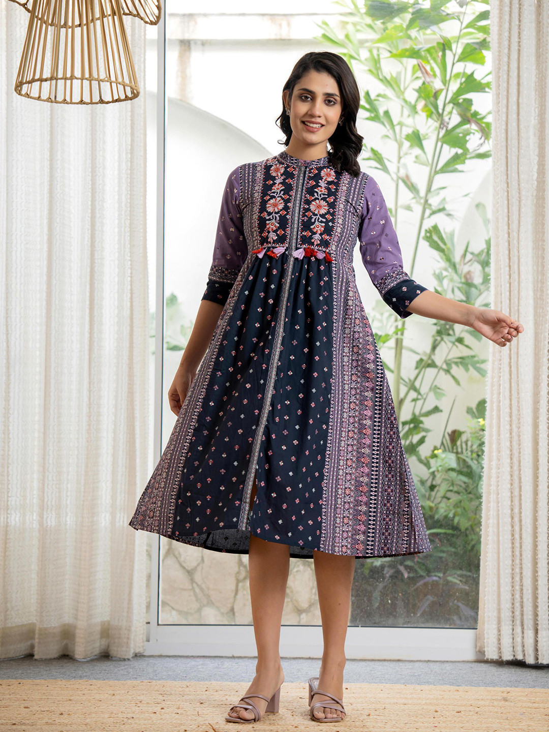 Juniper Floral Print A-Line Midi Dress