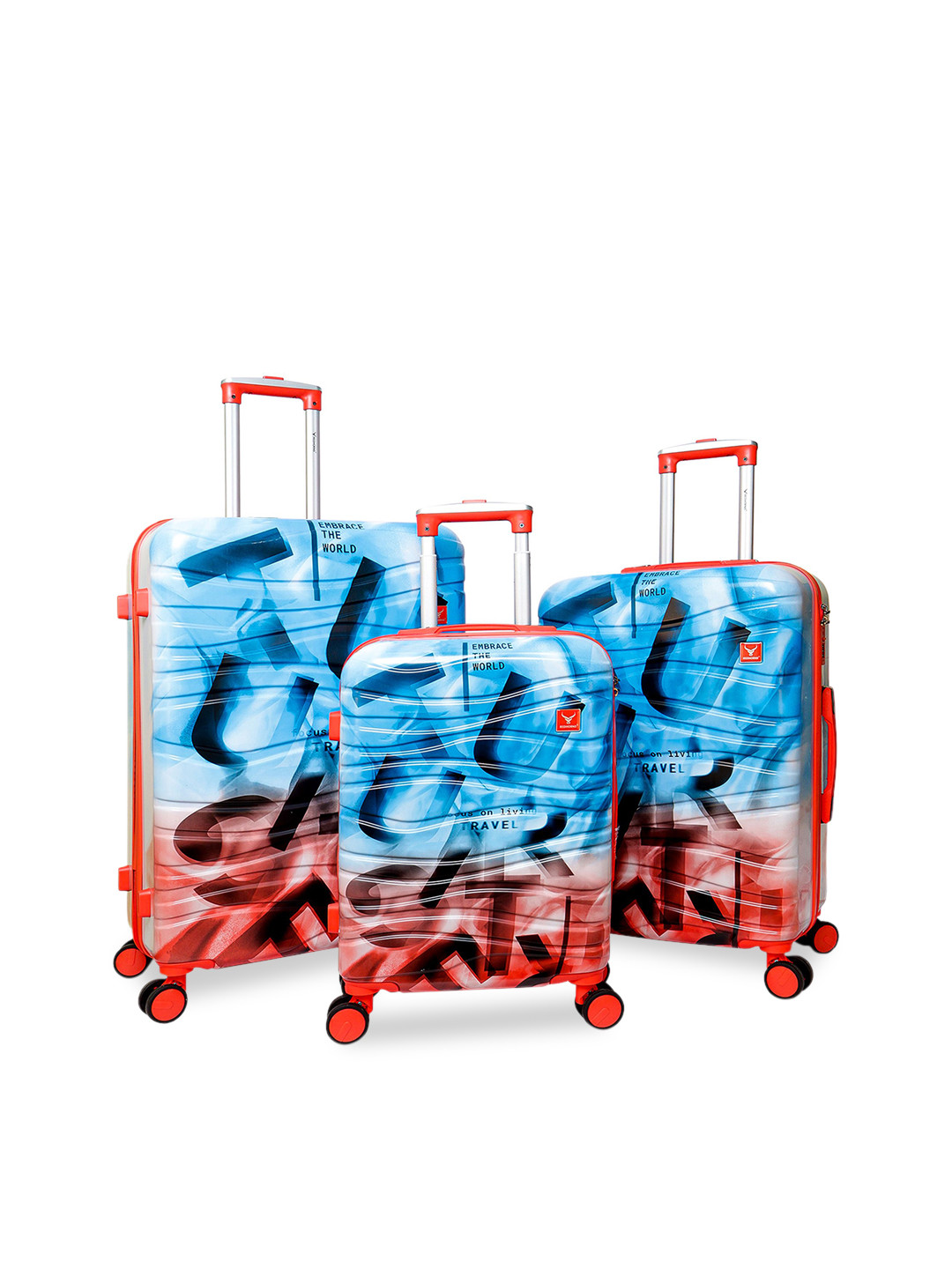 REDHORNS Set Of 3 Anti-Scratch Trolley Suitcase Set with 8 Spinner Wheels & 3 Digit Lock