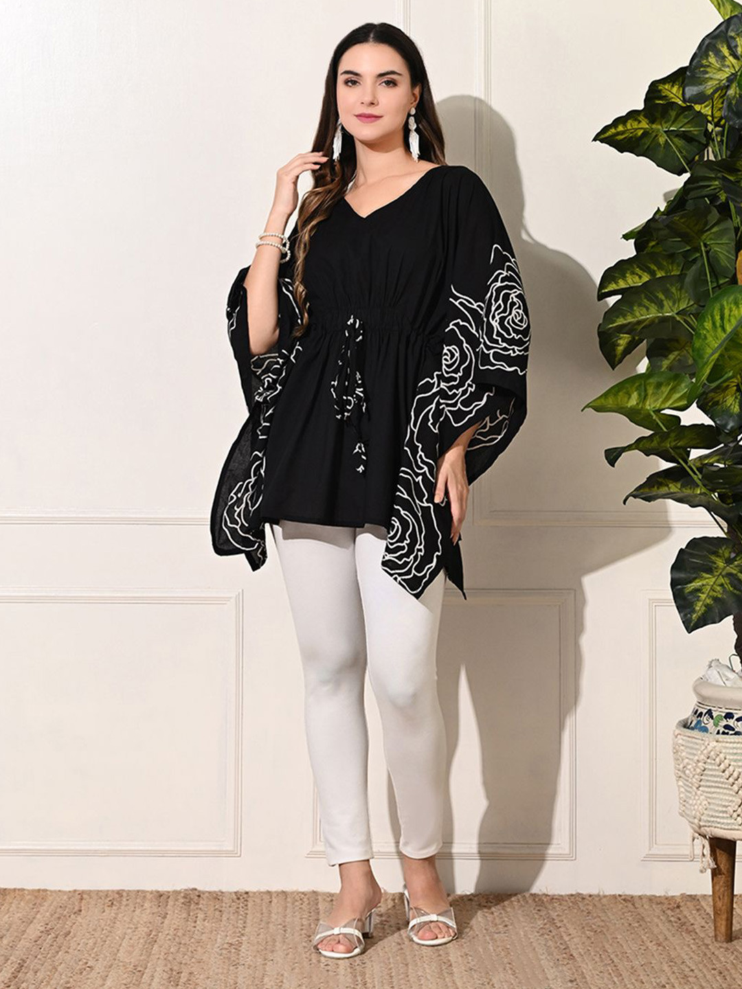 DECKEDUP Kimono Sleeve Cotton Kaftan Top
