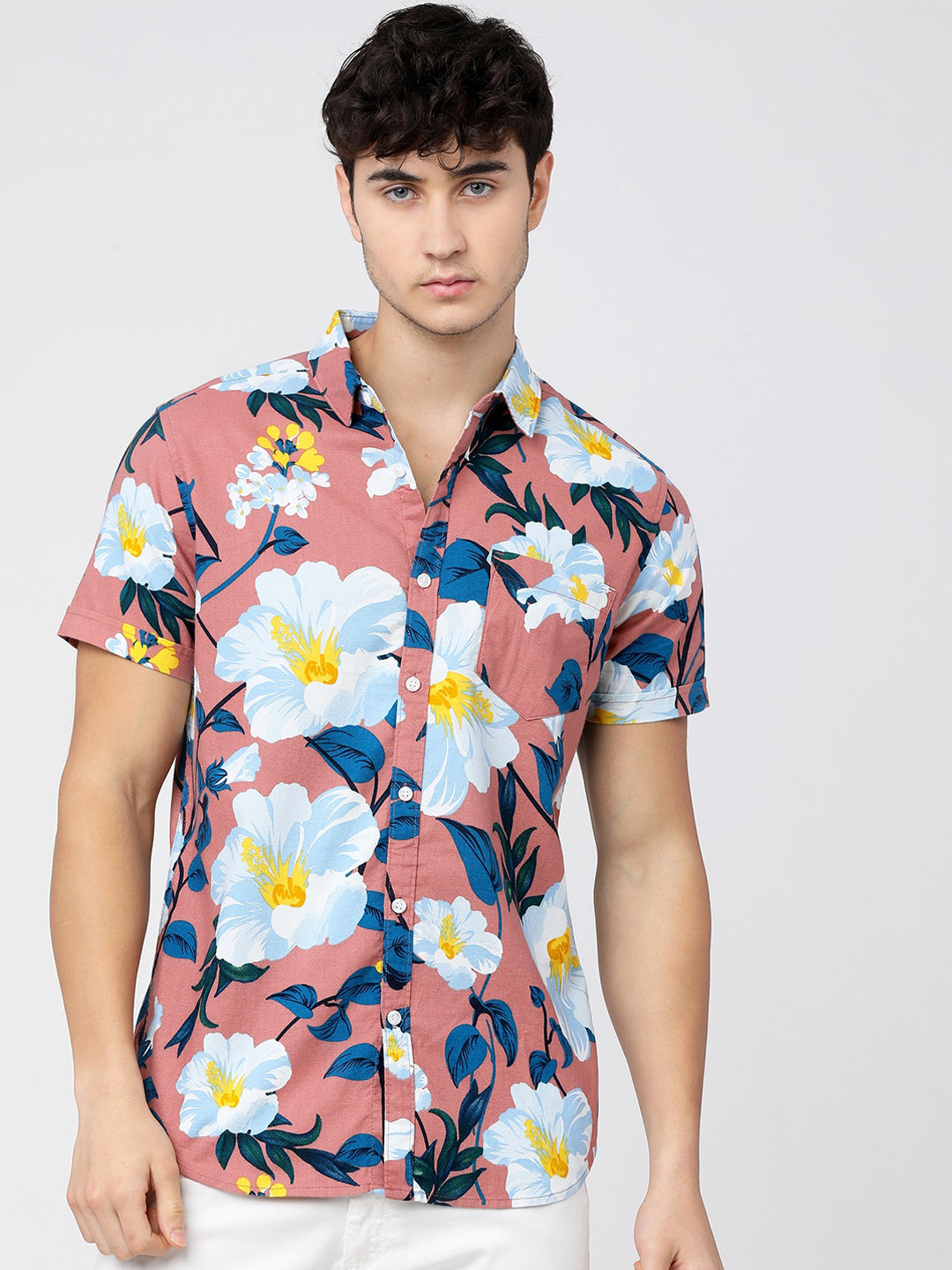 KETCH Men Slim Fit Floral Printed Cotton Casual Shirt