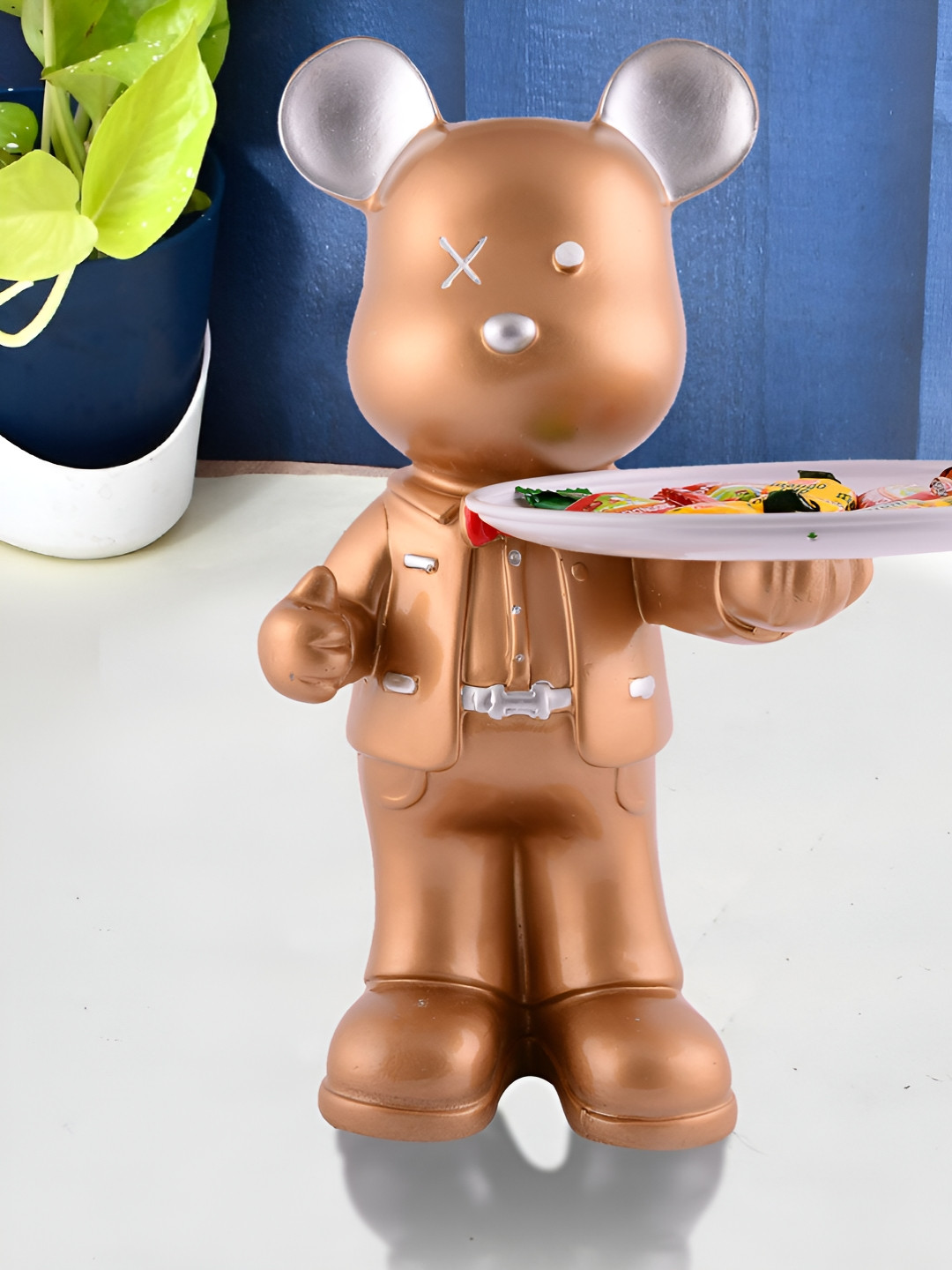 Zart Bulldog Gold Polyresin Natural Home Office Small Showpiece - 15.5 Inches