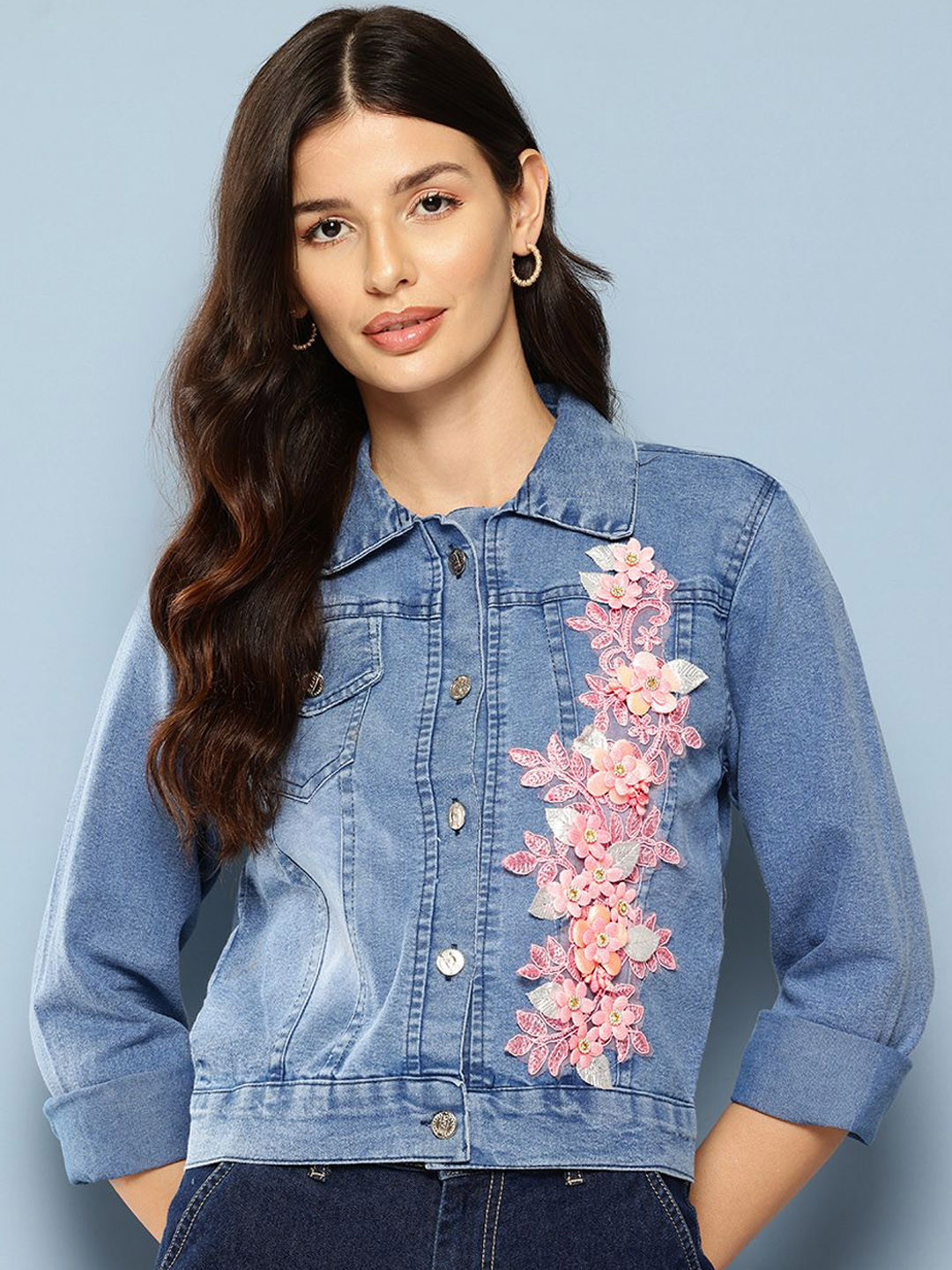 The Roadster Lifestyle Co Embellished Denim Jackets