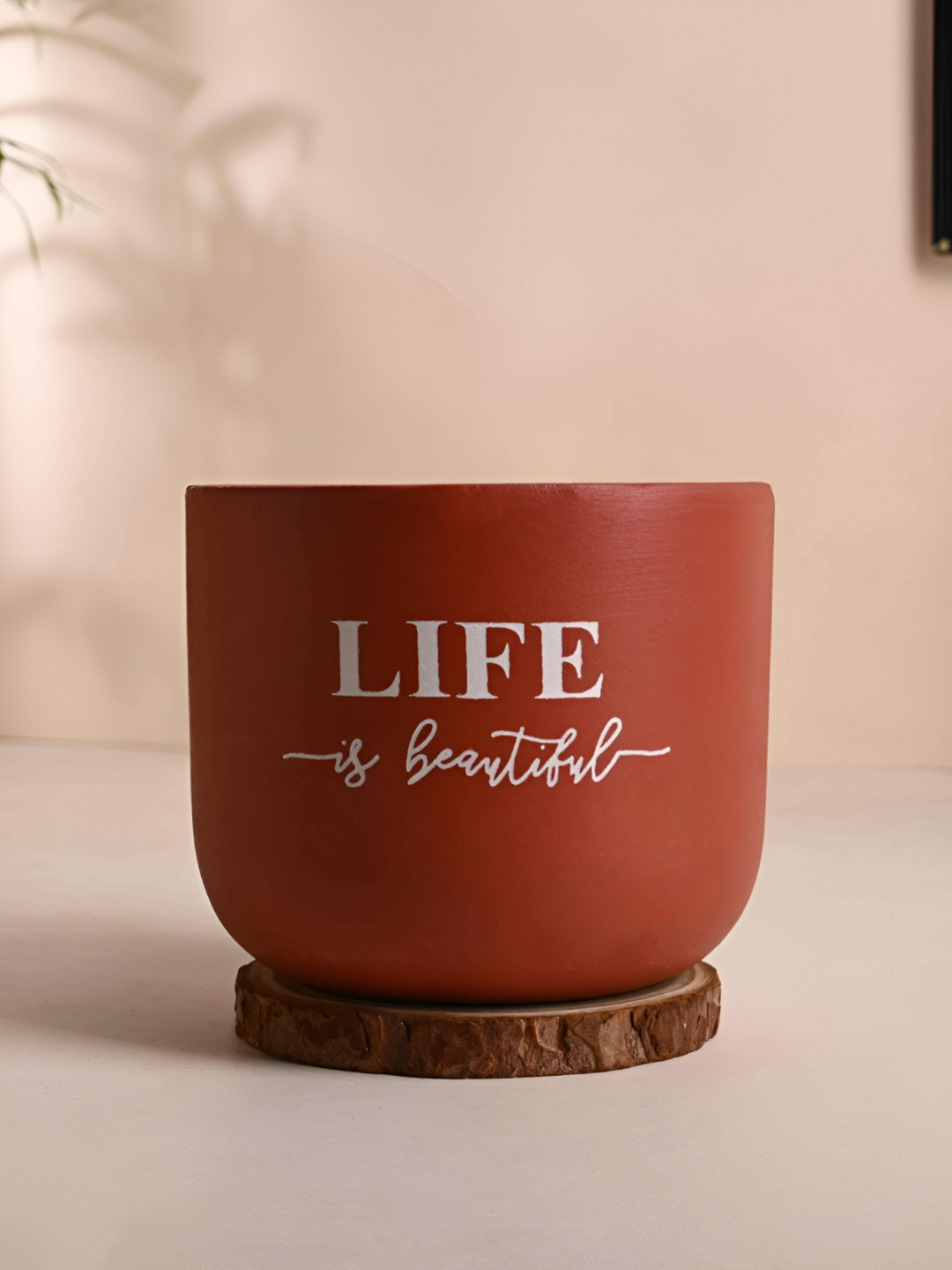 Floweraura Brown & White Printed Teracotta Planter Pot