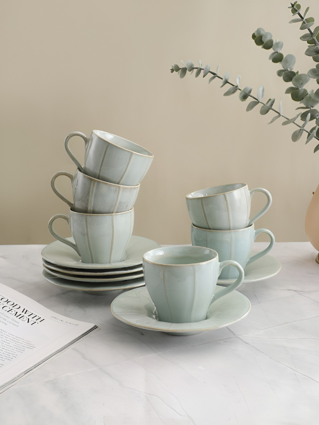VarEesha Green 2024 Textured Tea Set of