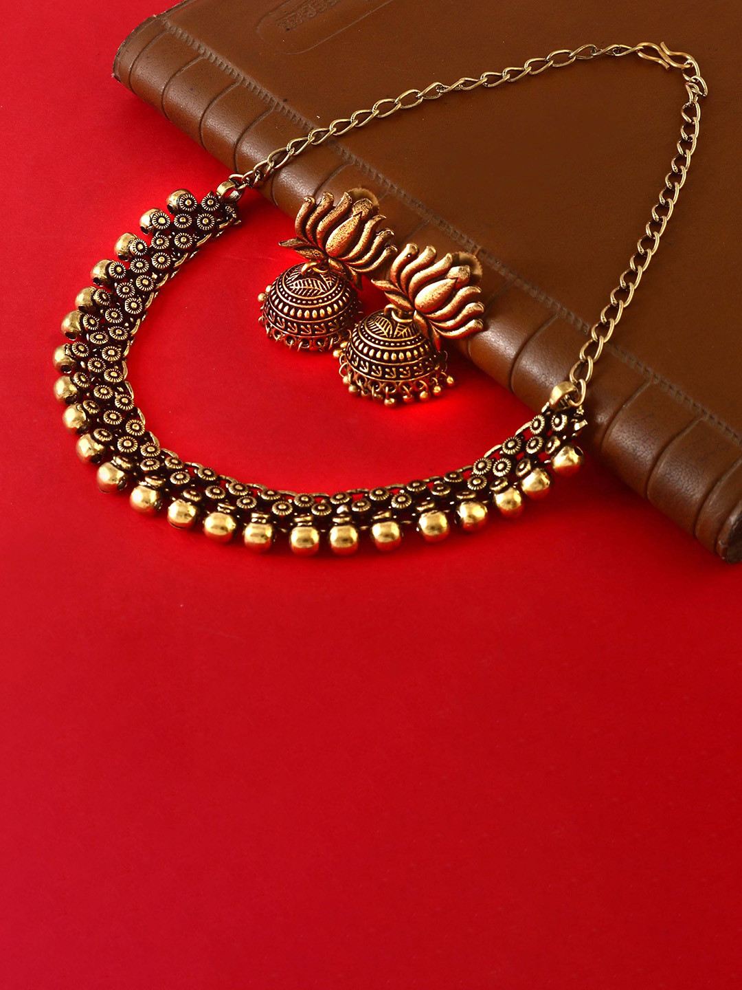 Haniya Gold-Plated Beaded Oxidised Jewellery Set