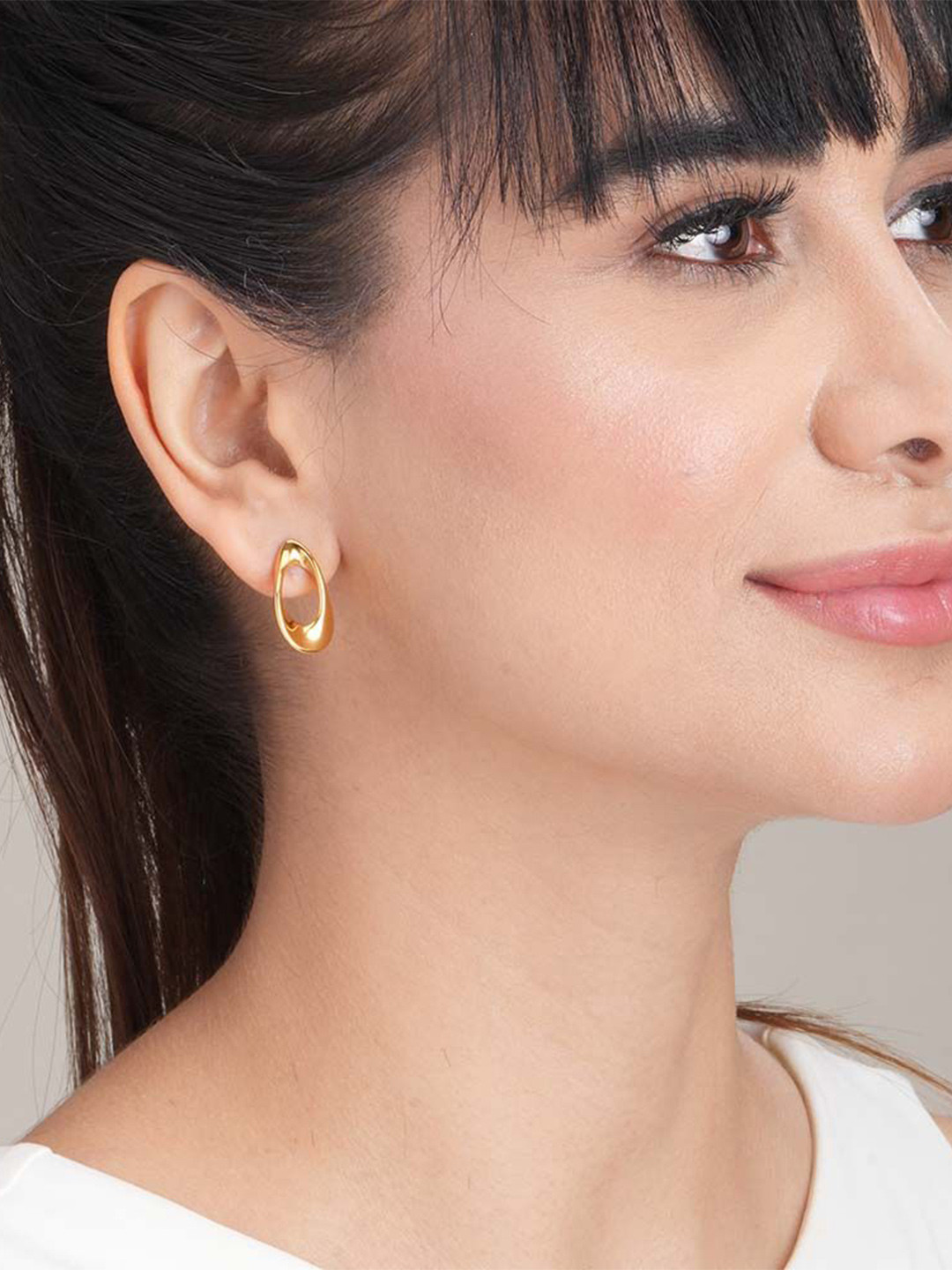 PALMONAS Hollow Gold-Plated Studs