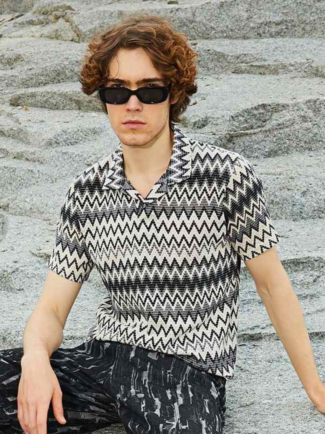 CAHOOT Men Striped Polo Collar Pockets T-shirt