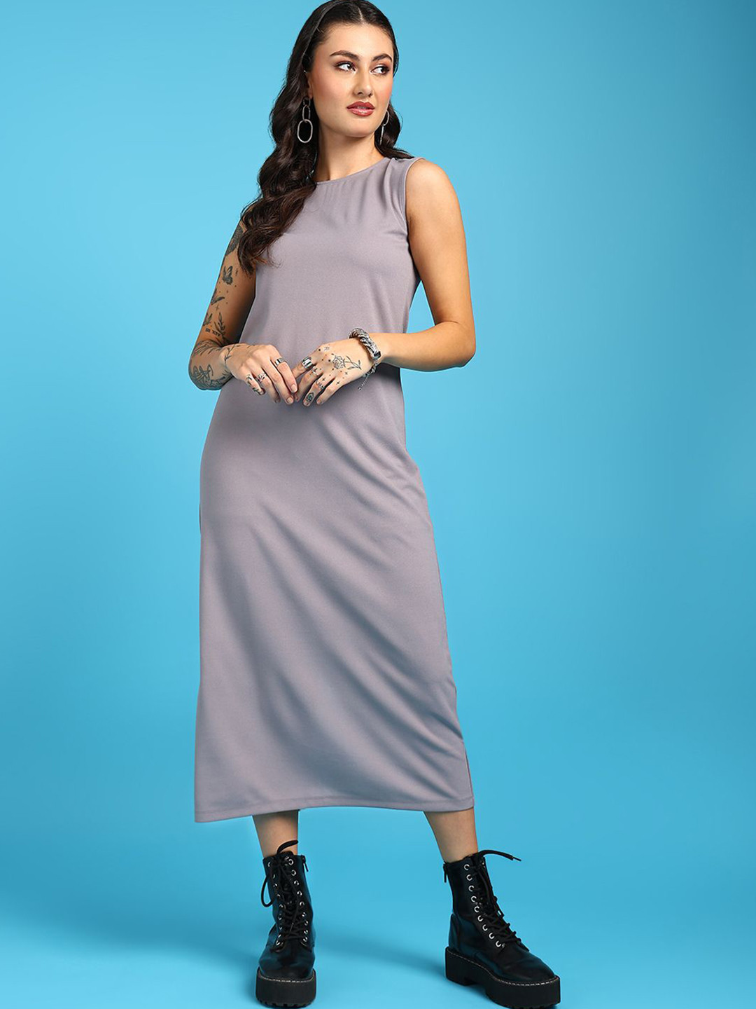 SAFFE Women Sleeveless A-Line Midi Dress