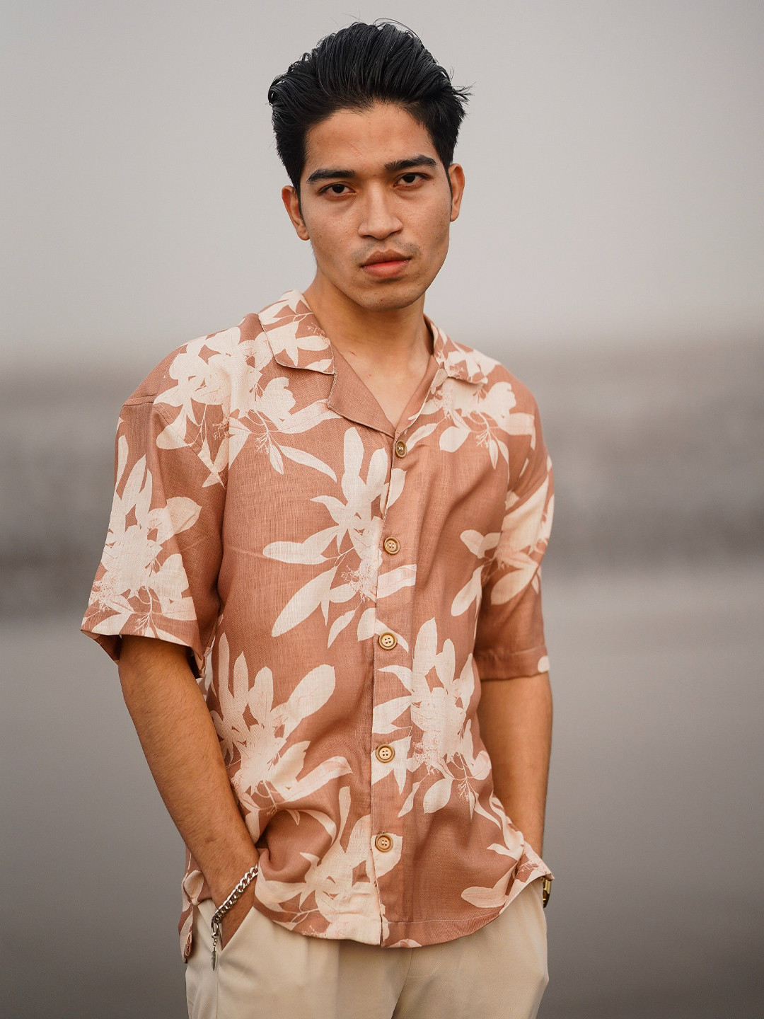 Big Bunny Men Custom Floral Opaque Casual Shirt