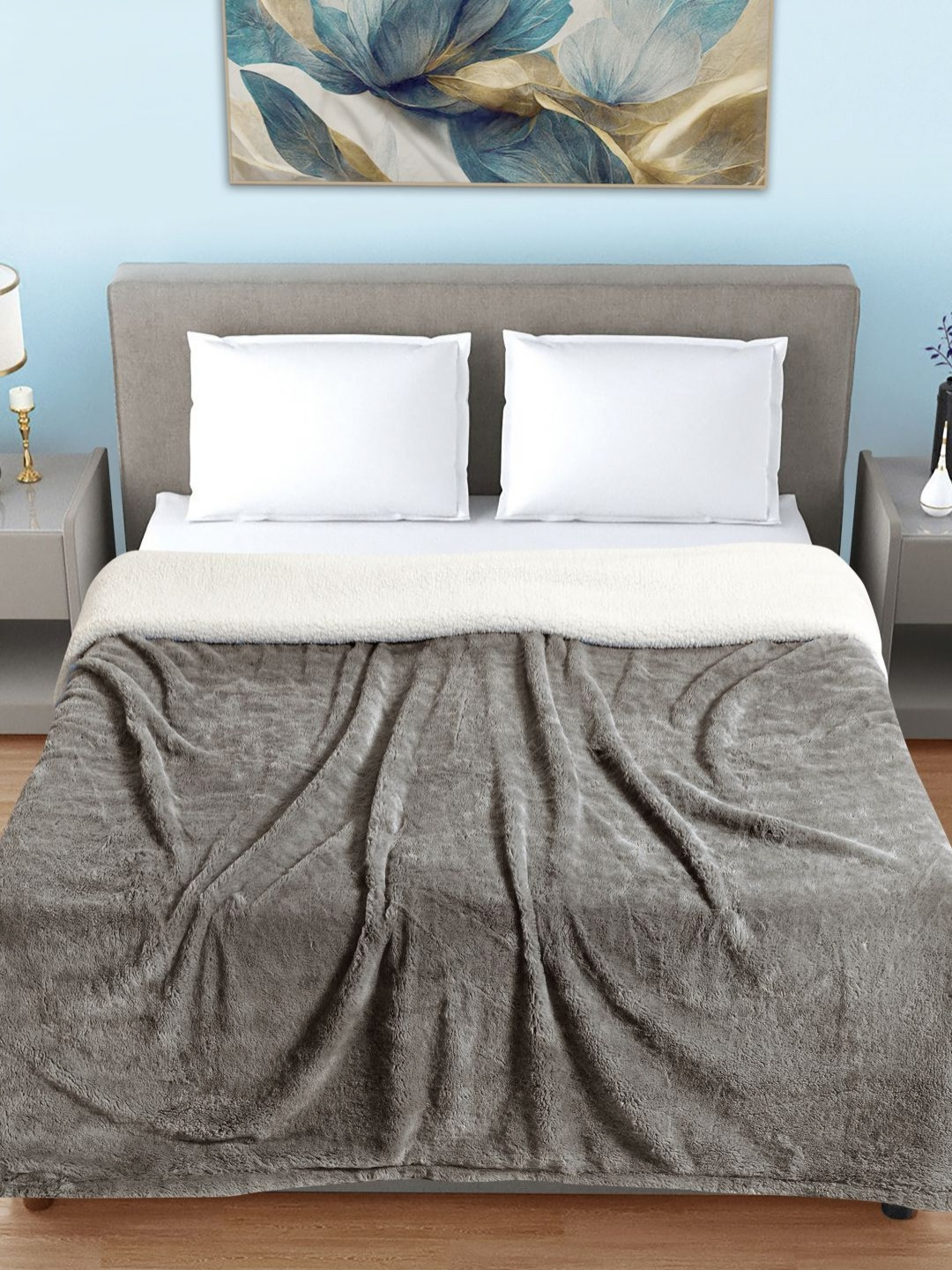 FABINALIV Taupe Woollen Mild Winter 600 GSM Double Bed Comforter