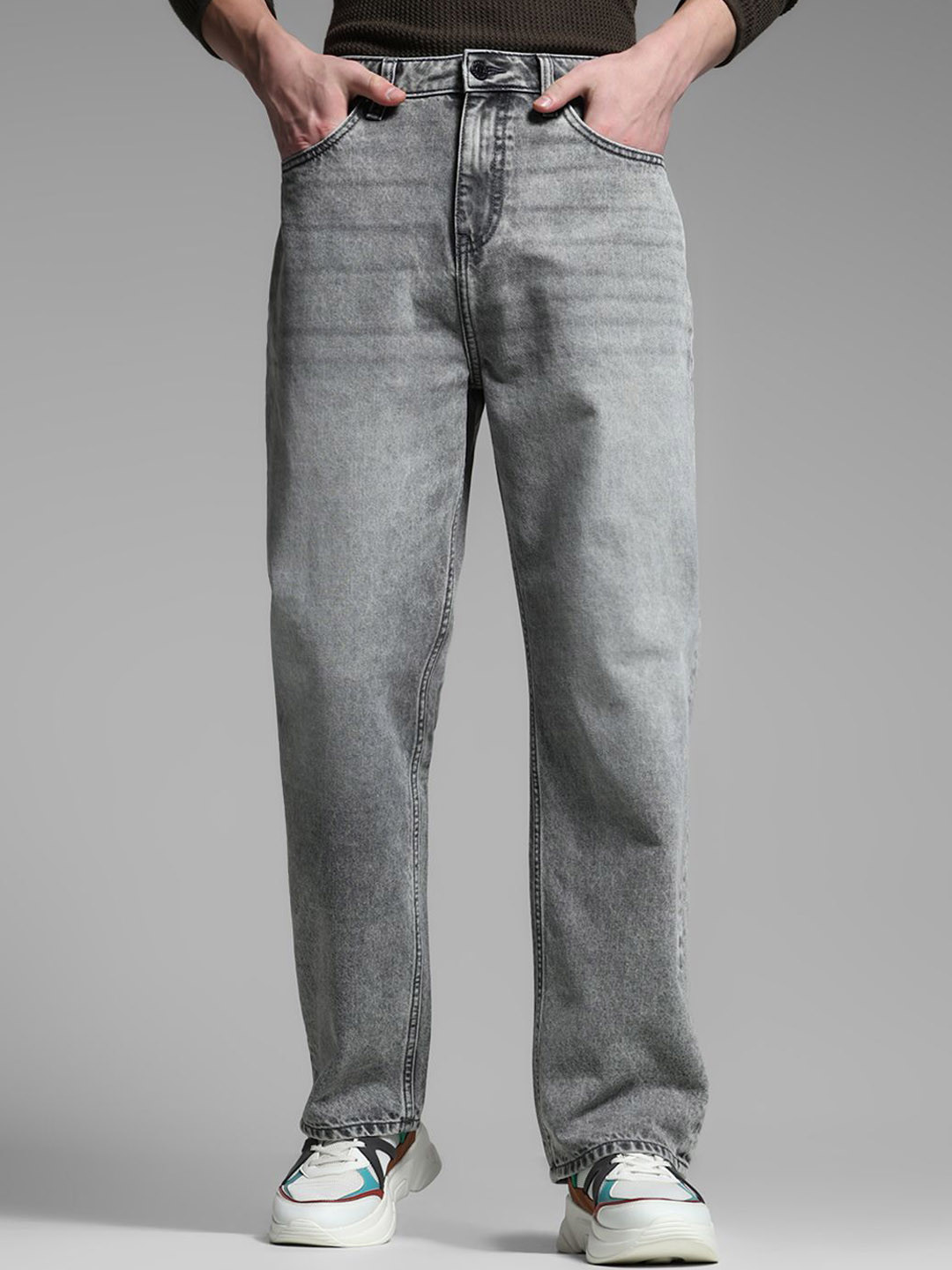 Jack & Jones Men Wide Leg High-Rise Light Fade Jeans