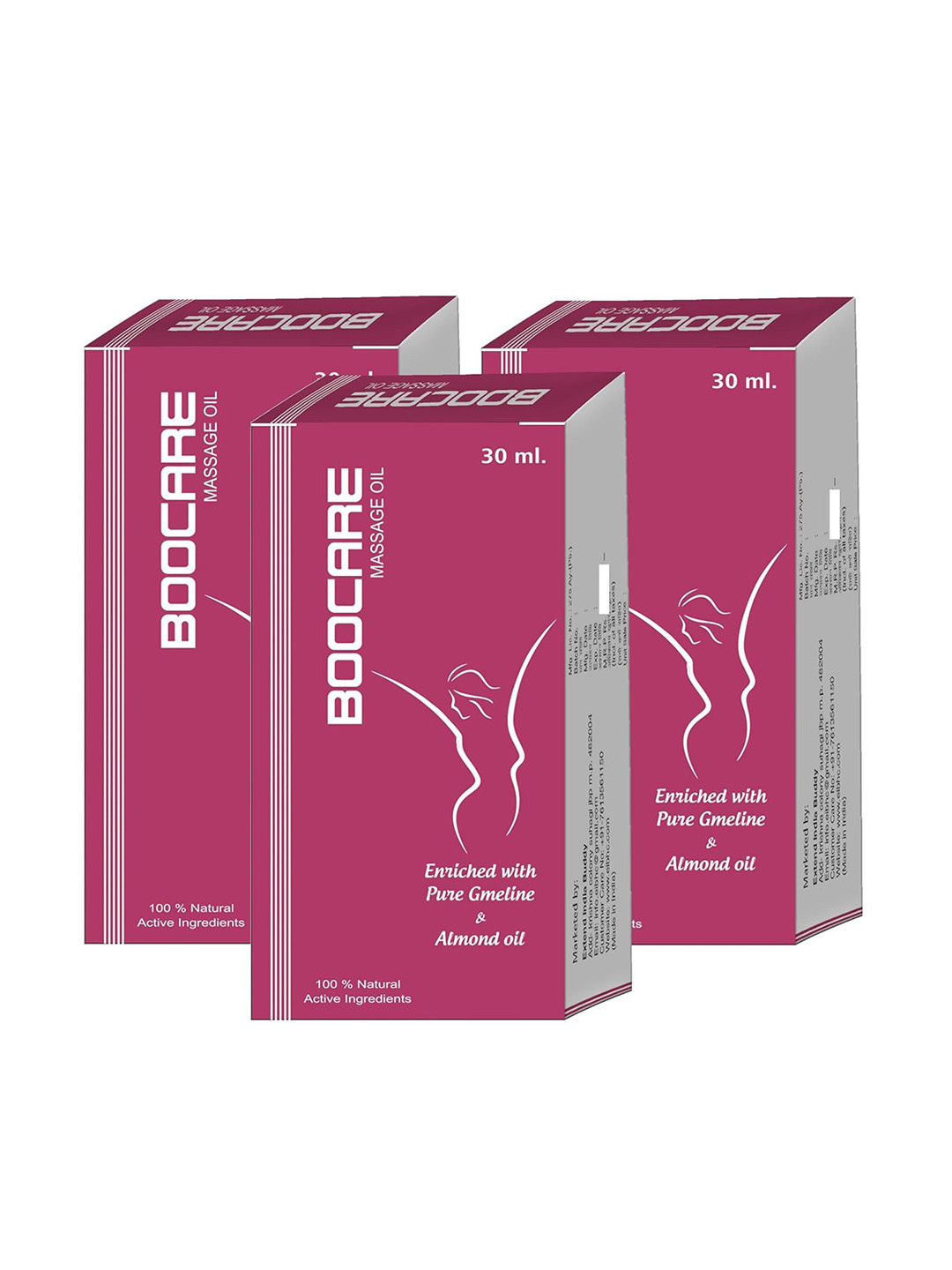 EIBHC Set Of 3 Boocare Breast Massage Oil with Pure Gmeline & Almond Oil - 30 ml each