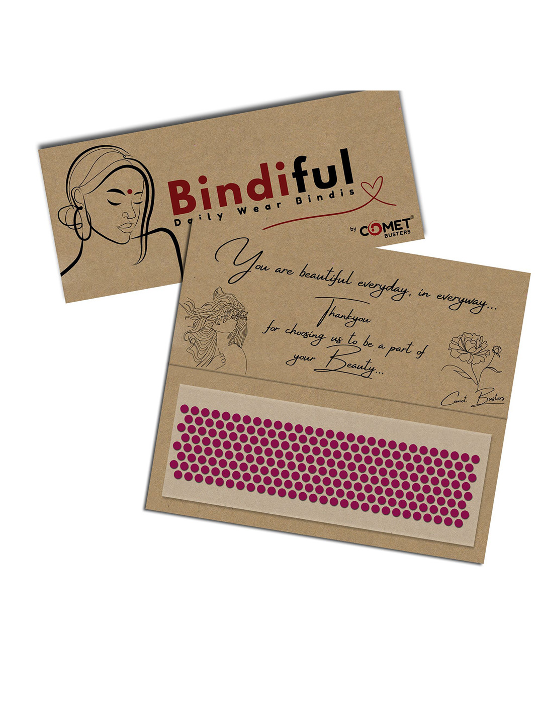 Comet Busters Bindiful Beautiful Traditional Designer Bindi - Hot Pink