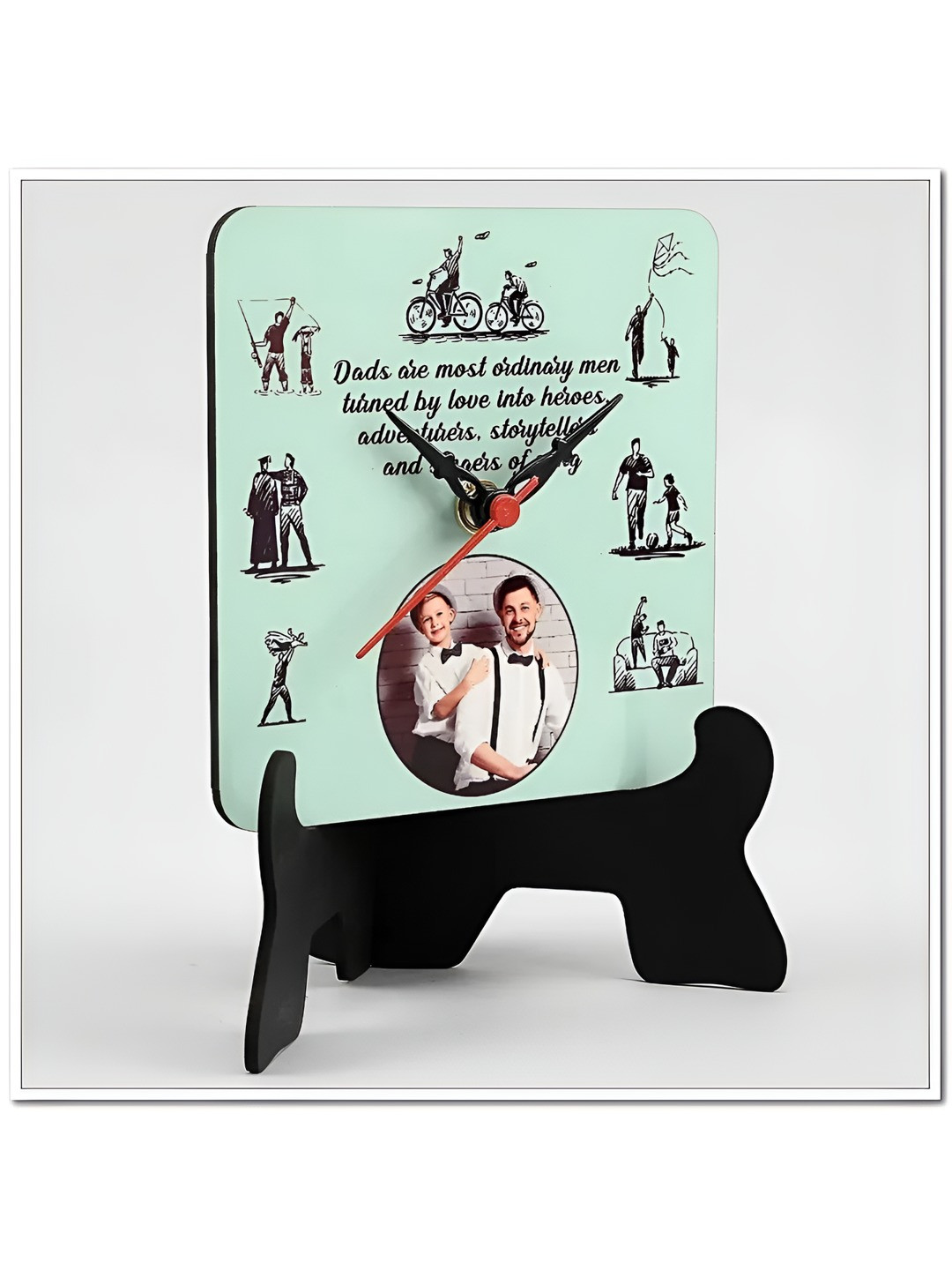fnp Personalised Fathers Day MDF Large Display 2 Pcs Square Battery Analogue With Stand Table Clock
